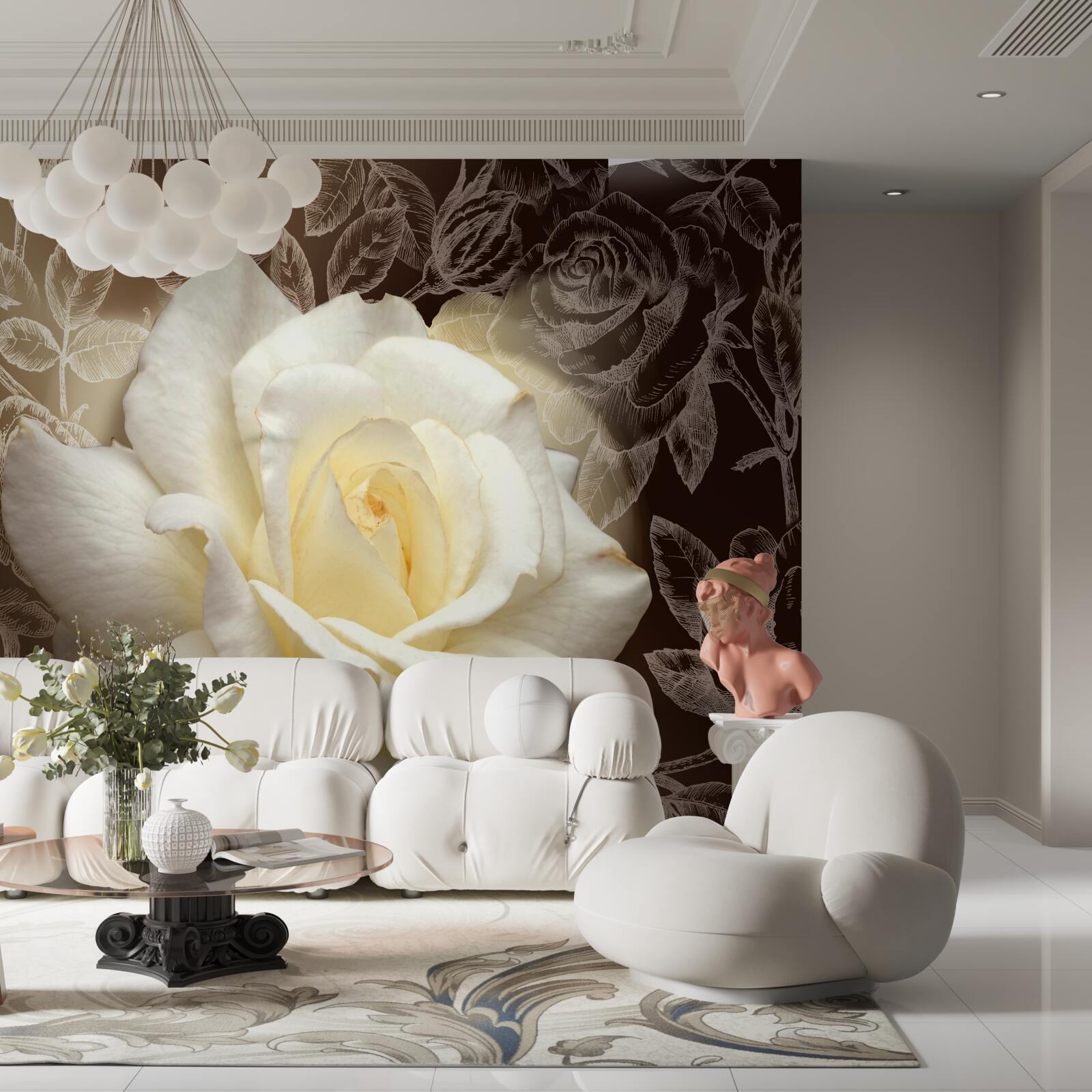 Fototapeta wspaniały śnieżnobiały kwiat róży