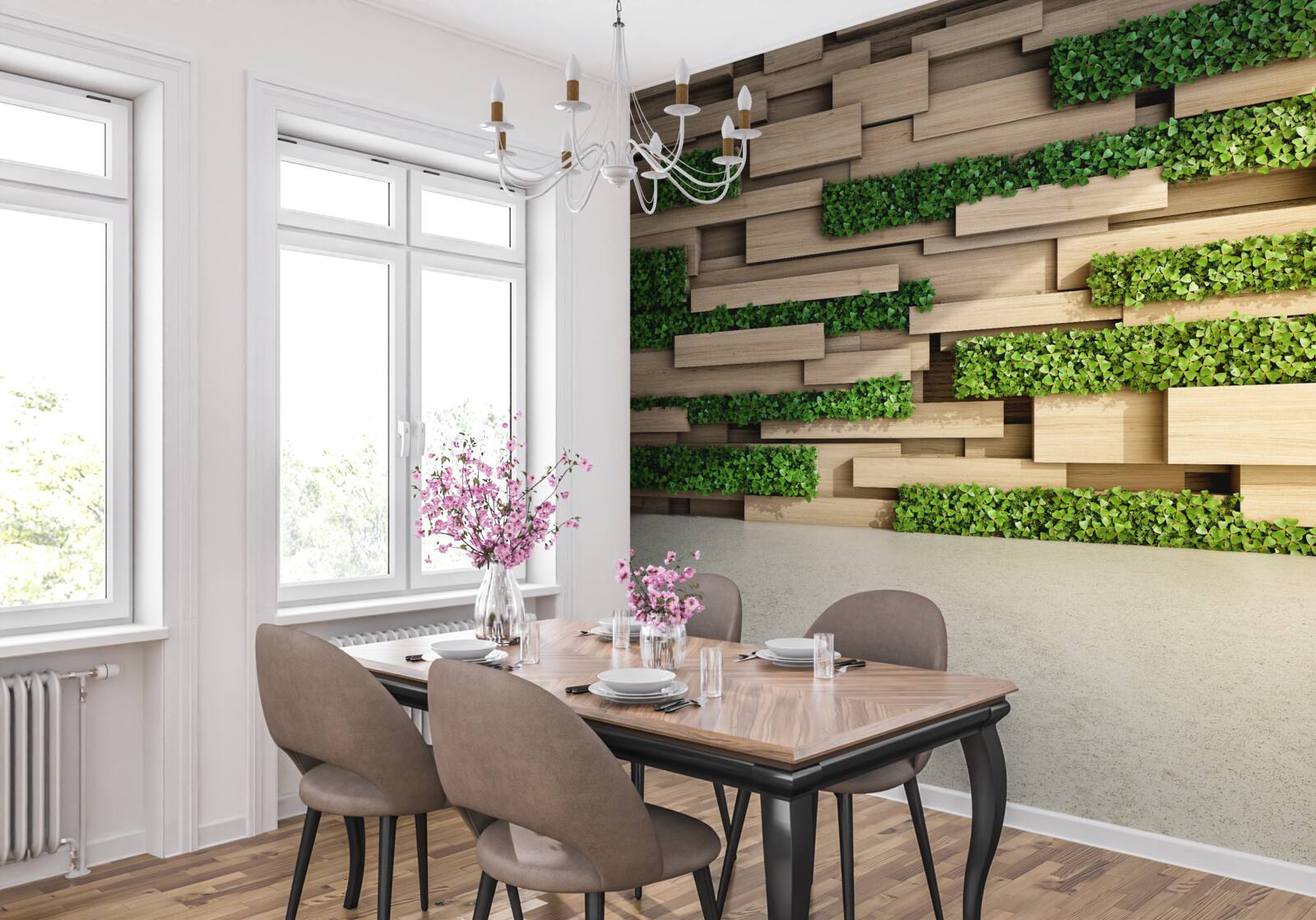 Fototapeta zielony mech i kamienna ściana