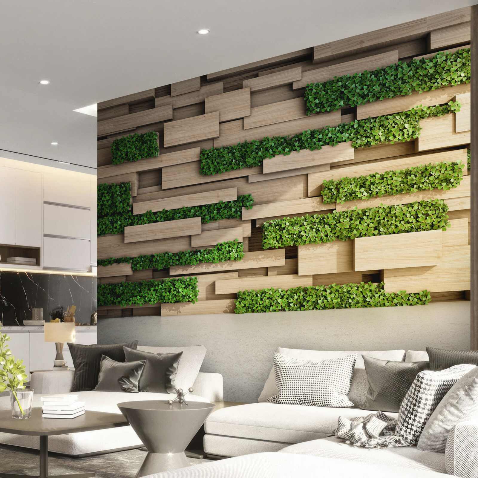 Fototapeta zielony mech i kamienna ściana