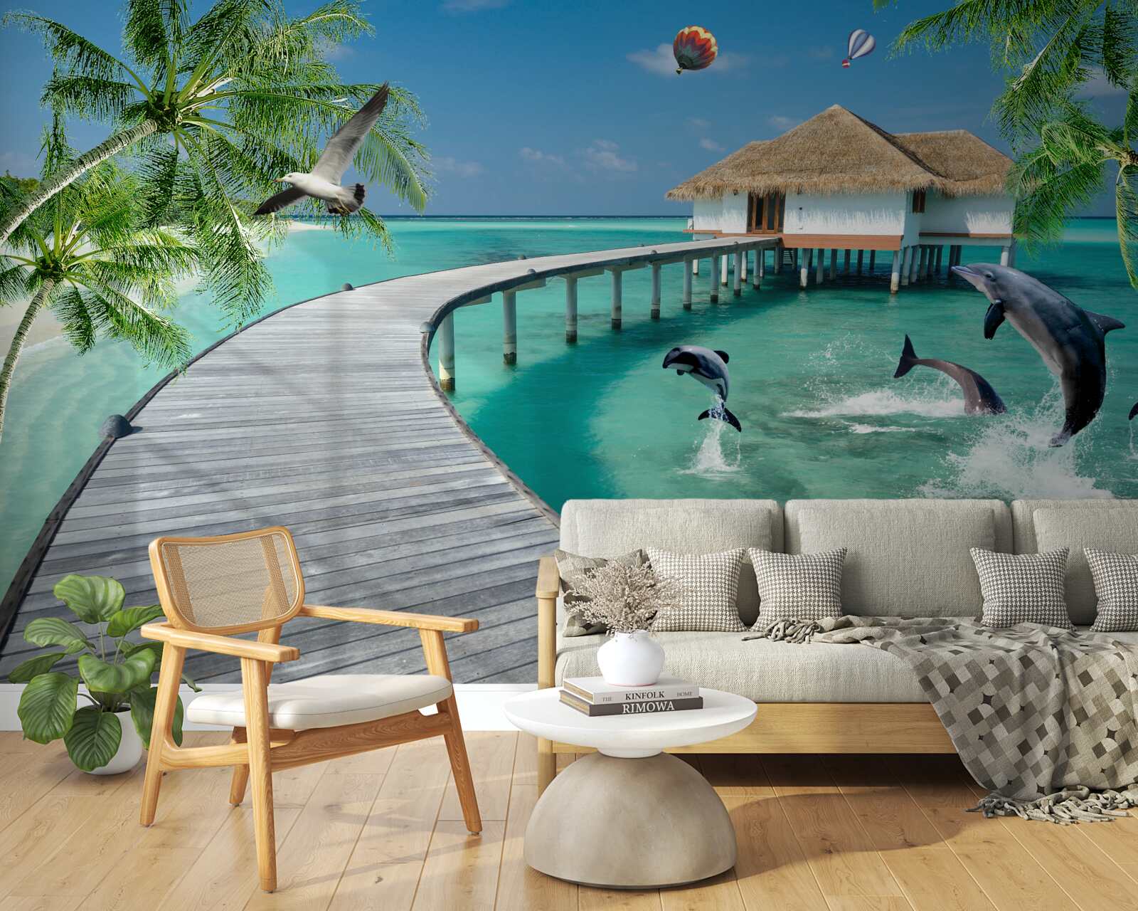 Fototapeta drewniany most nad niebiańskimi wodami