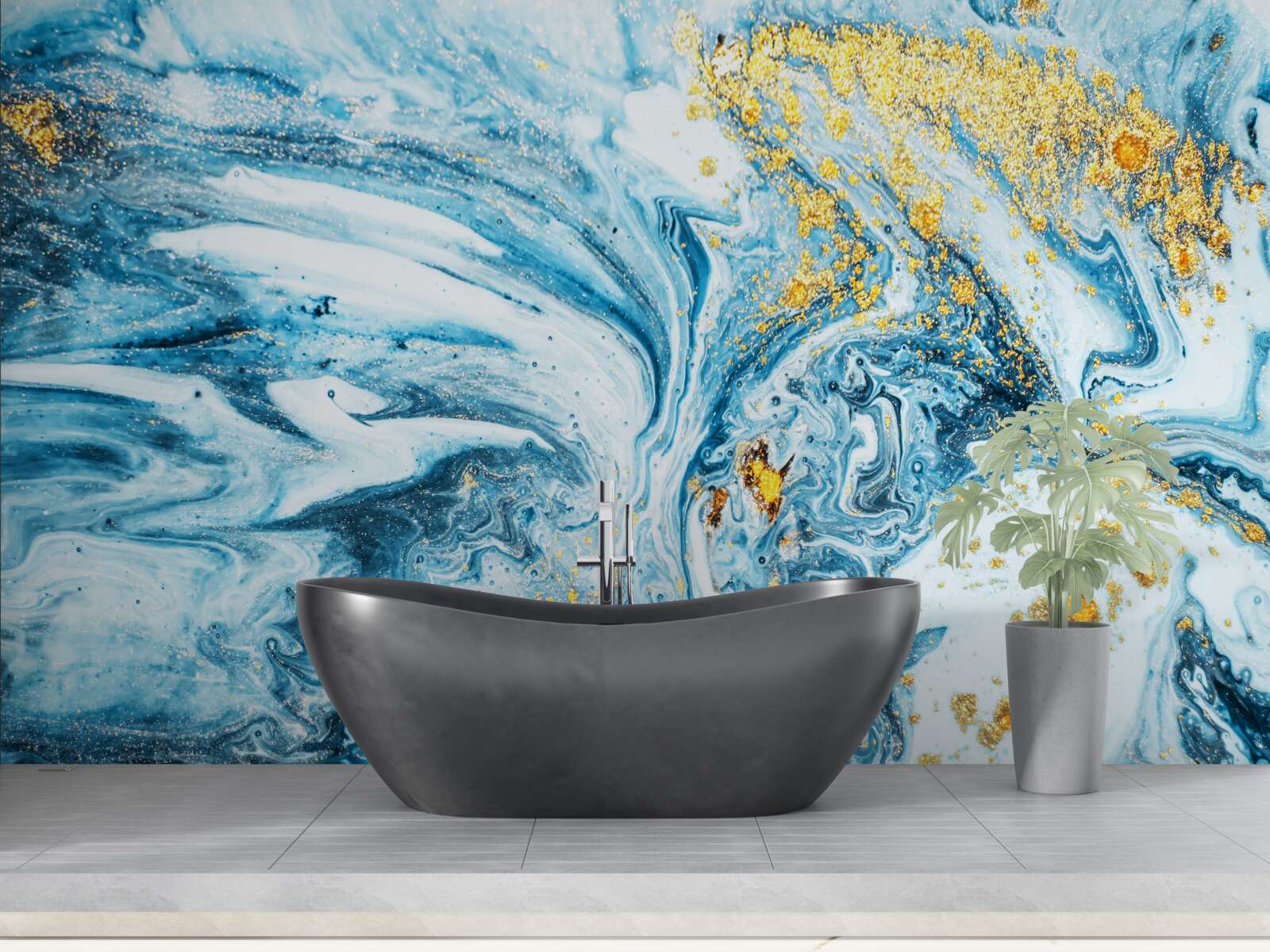 Fototapeta zimne, błotniste wody ze śniegiem