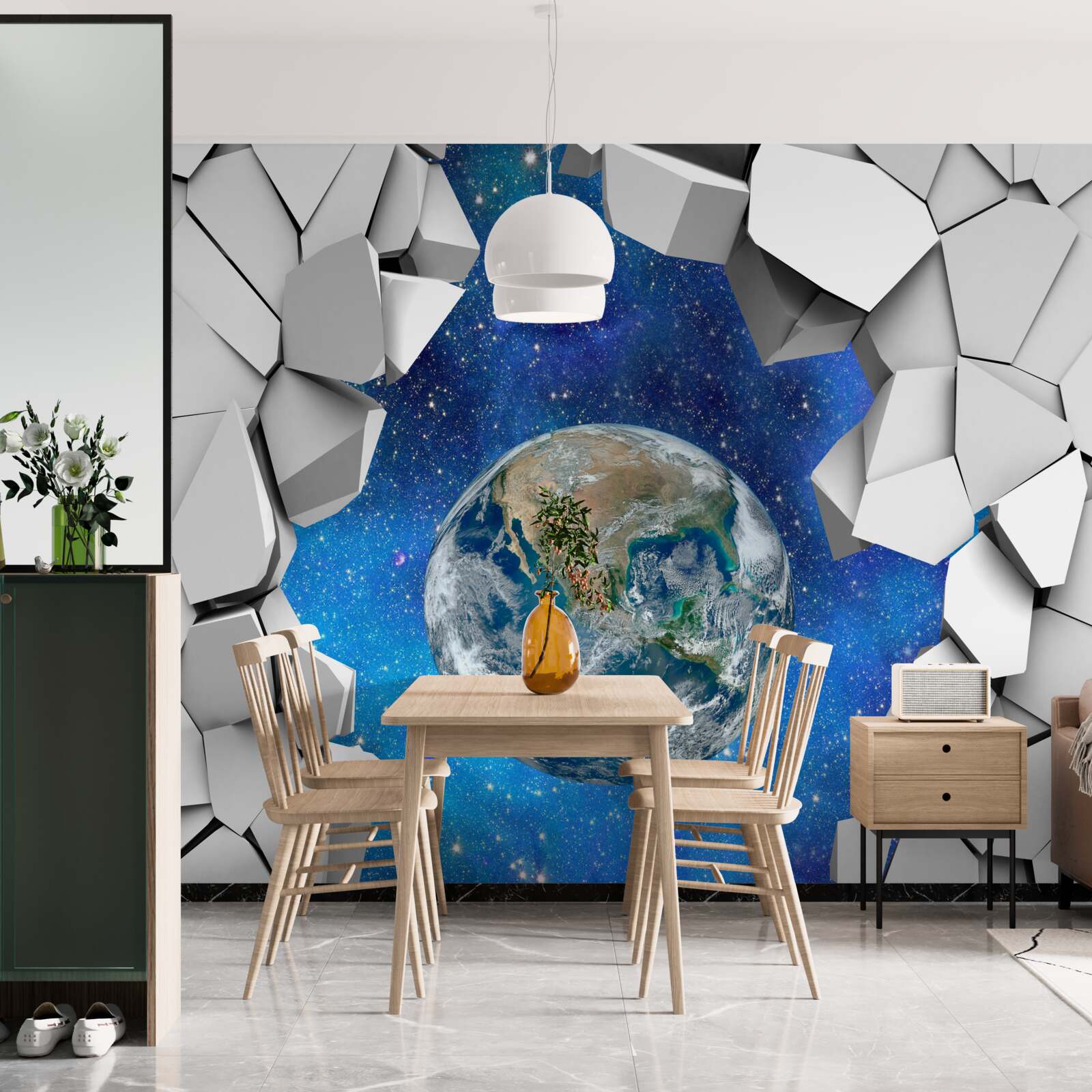 Fototapeta kamienny mur i planeta ziemia