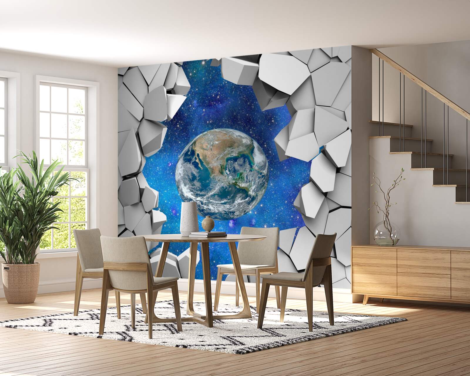 Fototapeta kamienny mur i planeta ziemia