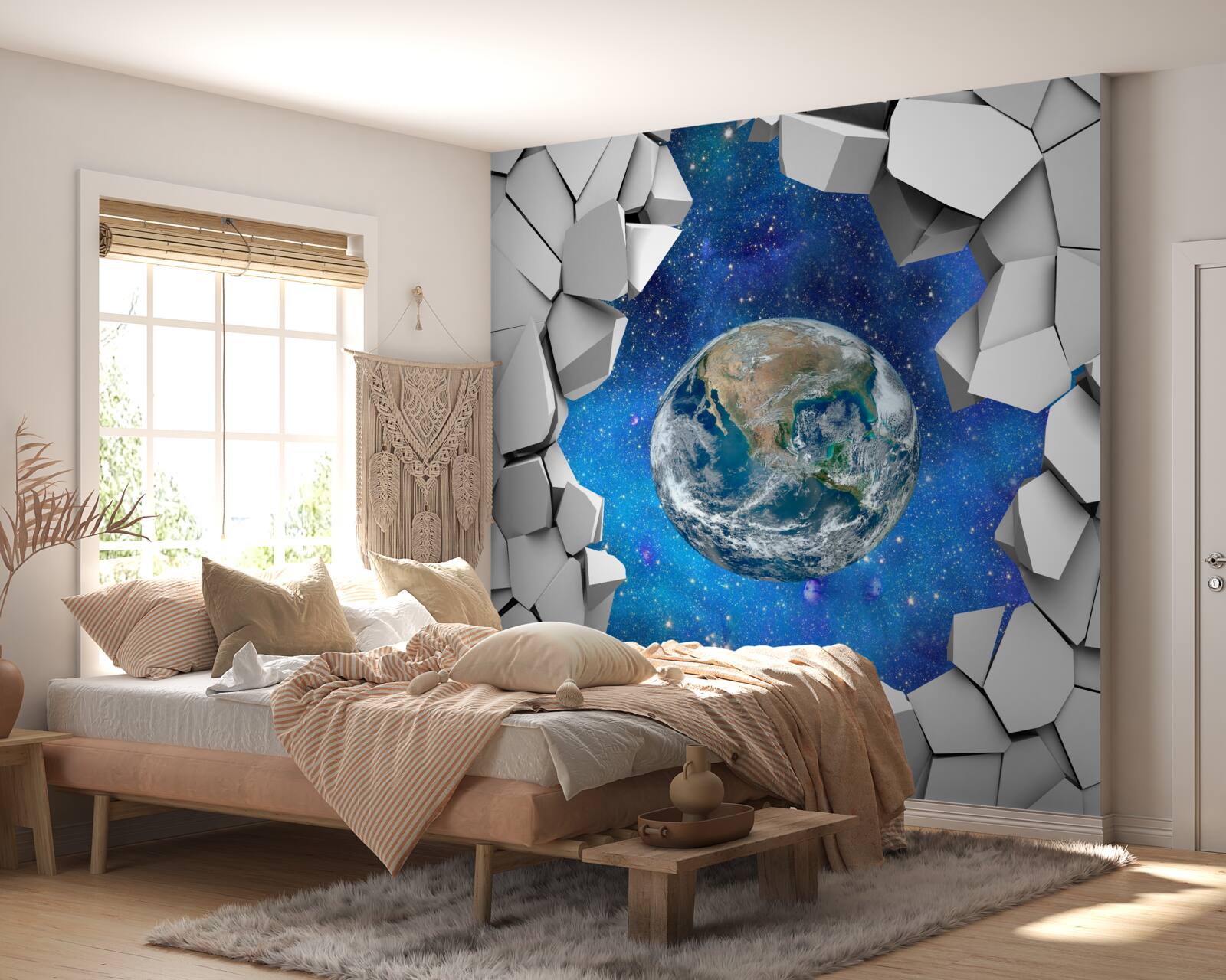 Fototapeta kamienny mur i planeta ziemia