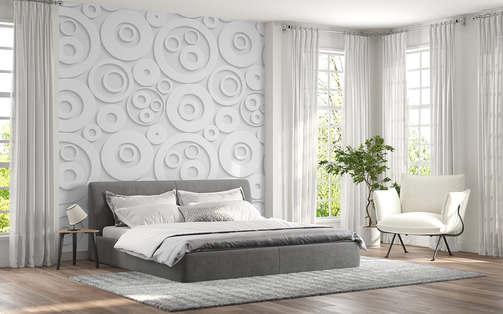 Fototapeta białe kółka na jasnym tle