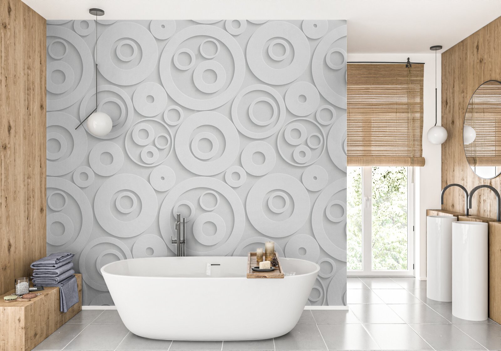 Fototapeta białe kółka na jasnym tle