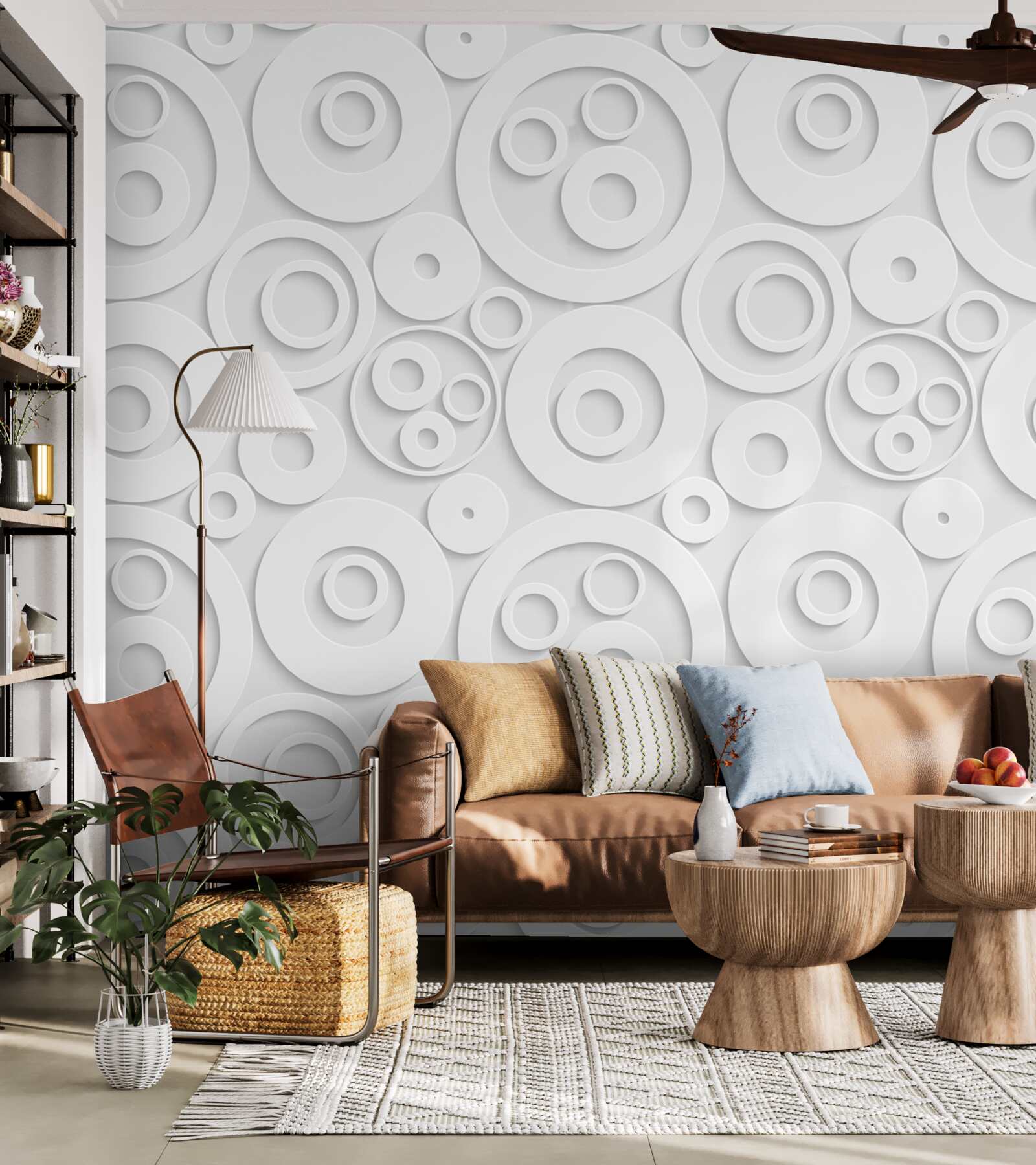 Fototapeta białe kółka na jasnym tle