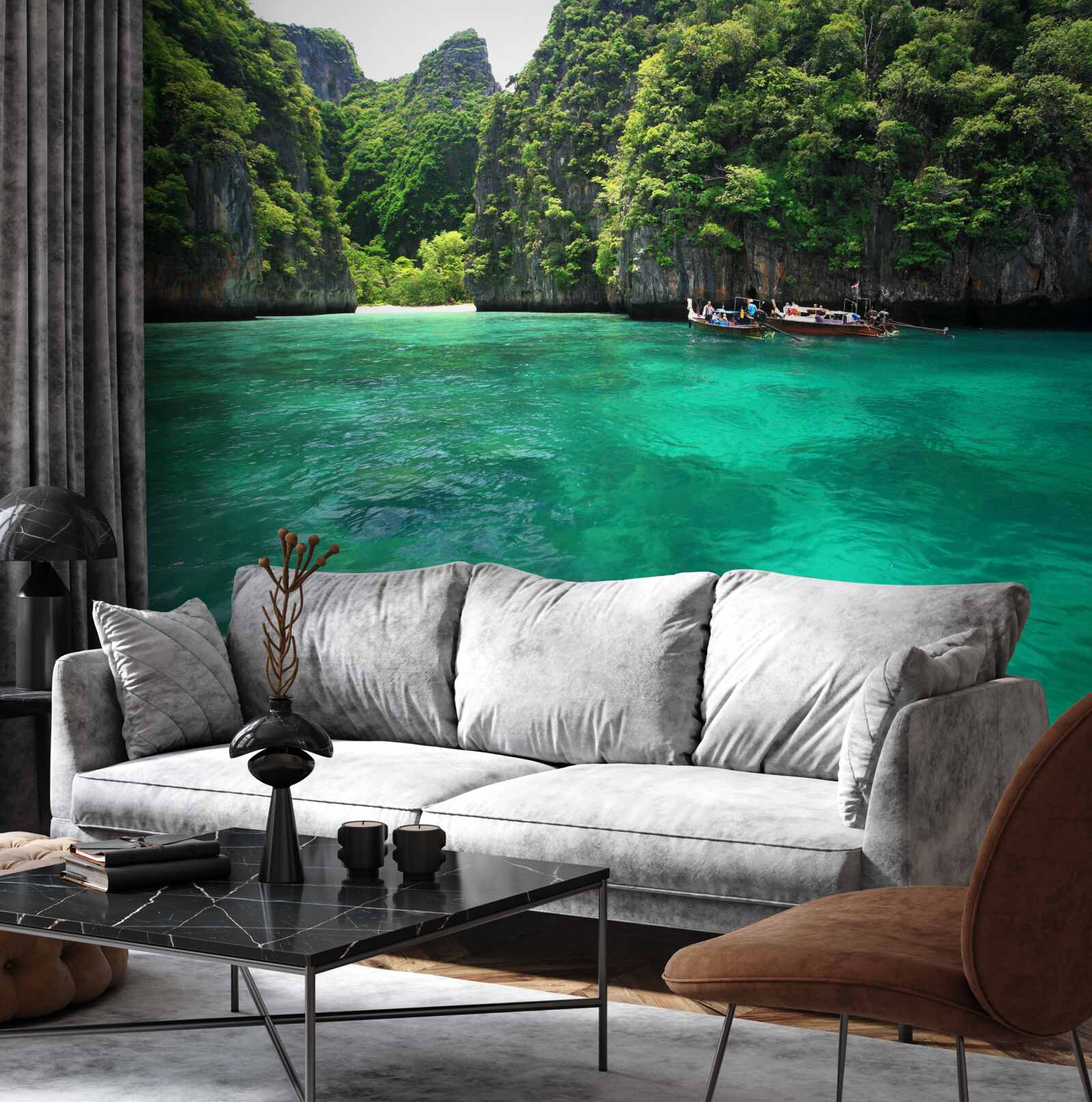 Fototapeta turkusowe wody i szmaragdowe górskie wyspy