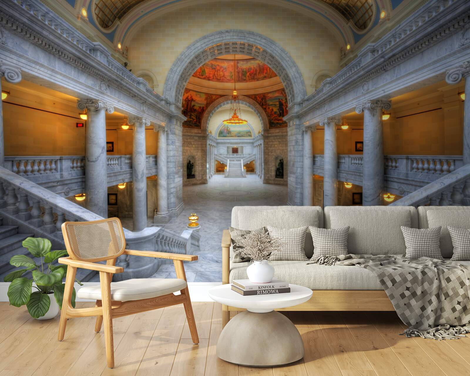 Fototapeta szereg klatek schodowych z łukowymi biegami