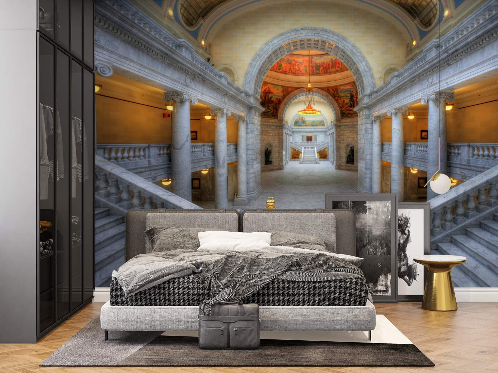 Fototapeta szereg klatek schodowych z łukowymi biegami