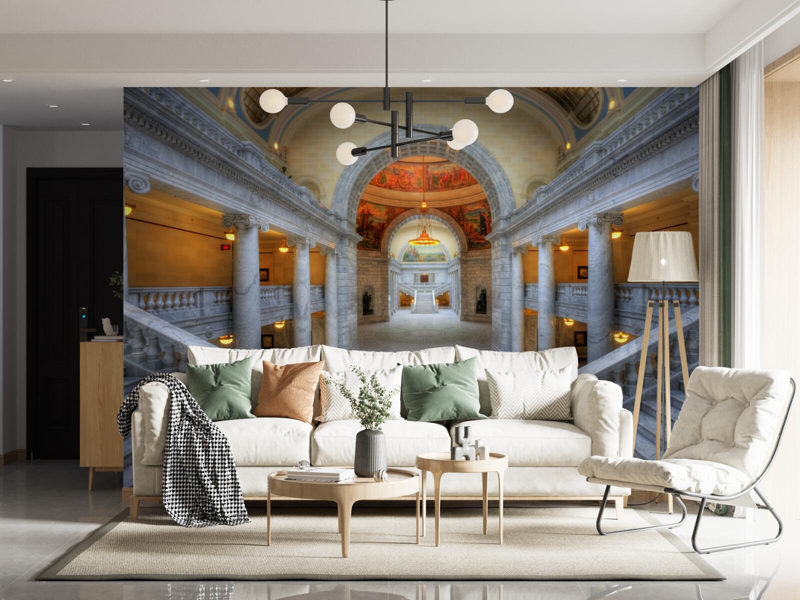 Fototapeta szereg klatek schodowych z łukowymi biegami