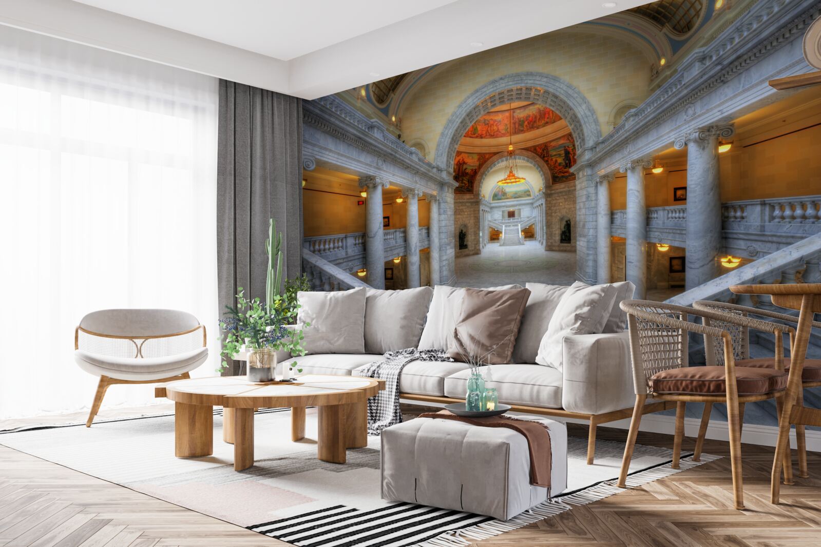 Fototapeta szereg klatek schodowych z łukowymi biegami