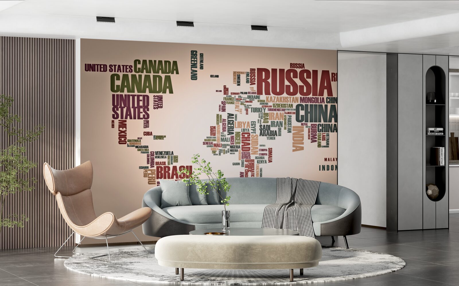 Fototapeta mapa świata złożona z nazw krajów