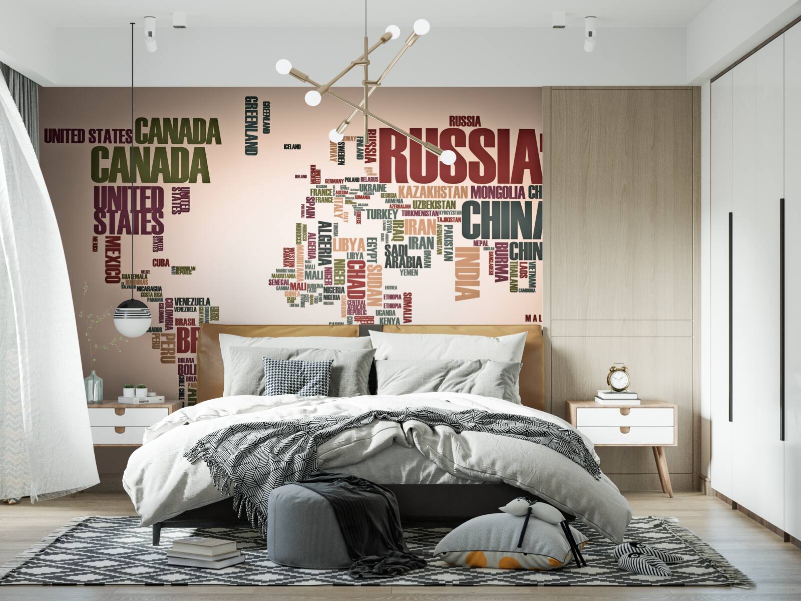 Fototapeta mapa świata złożona z nazw krajów
