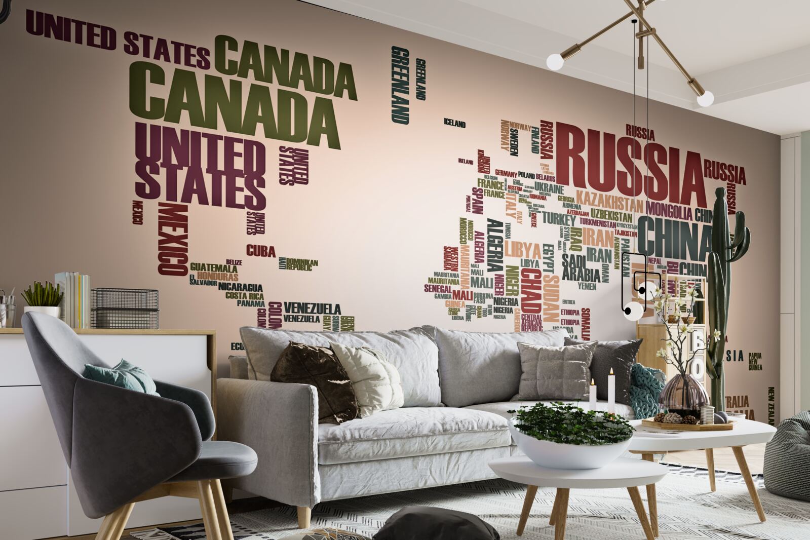 Fototapeta mapa świata złożona z nazw krajów
