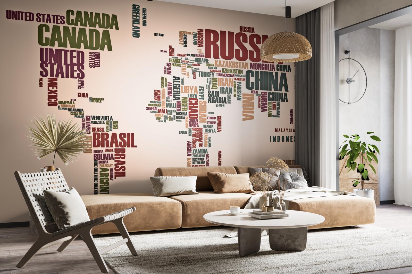 Fototapeta mapa świata złożona z nazw krajów