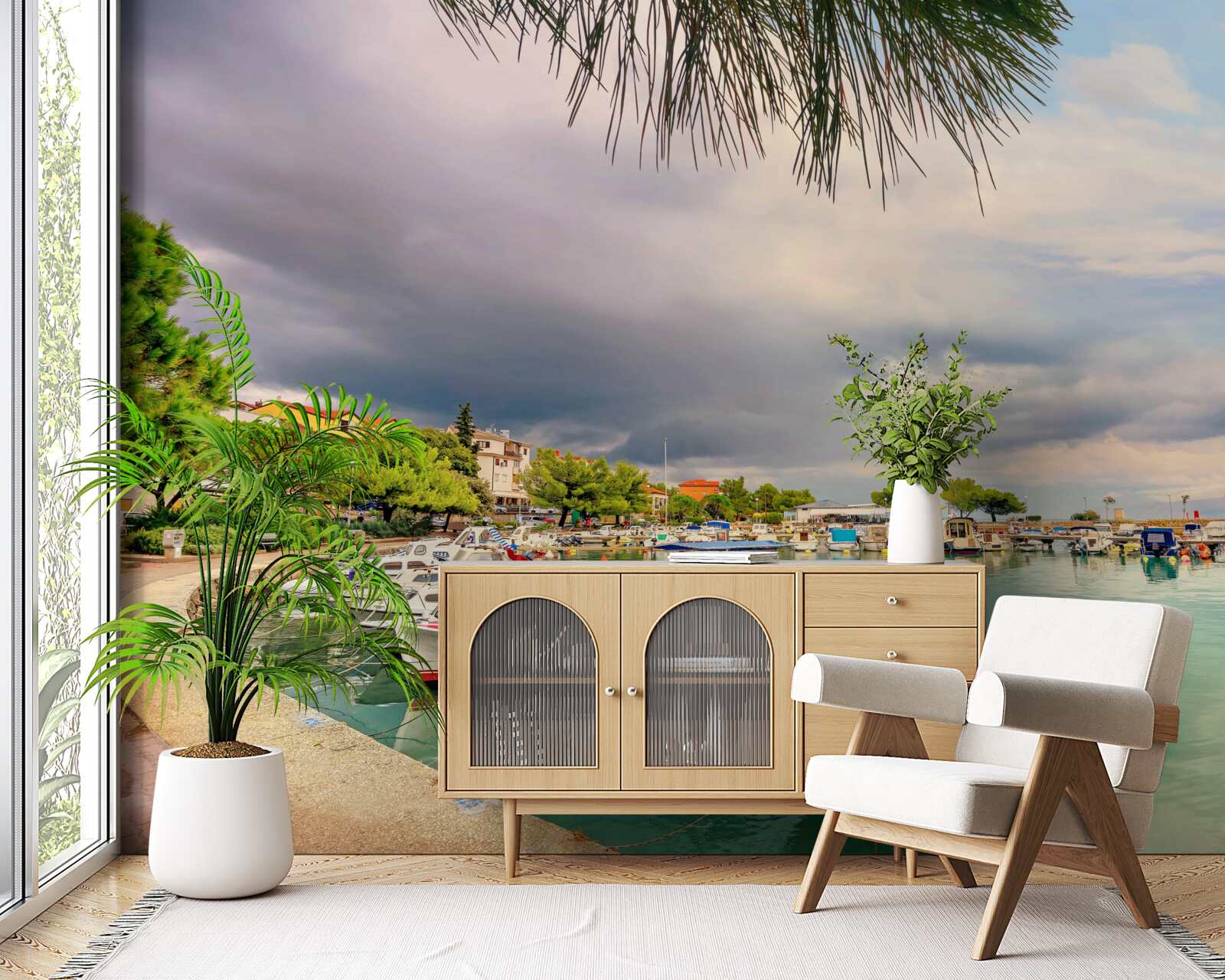 Fototapeta spokojny port z żaglówkami