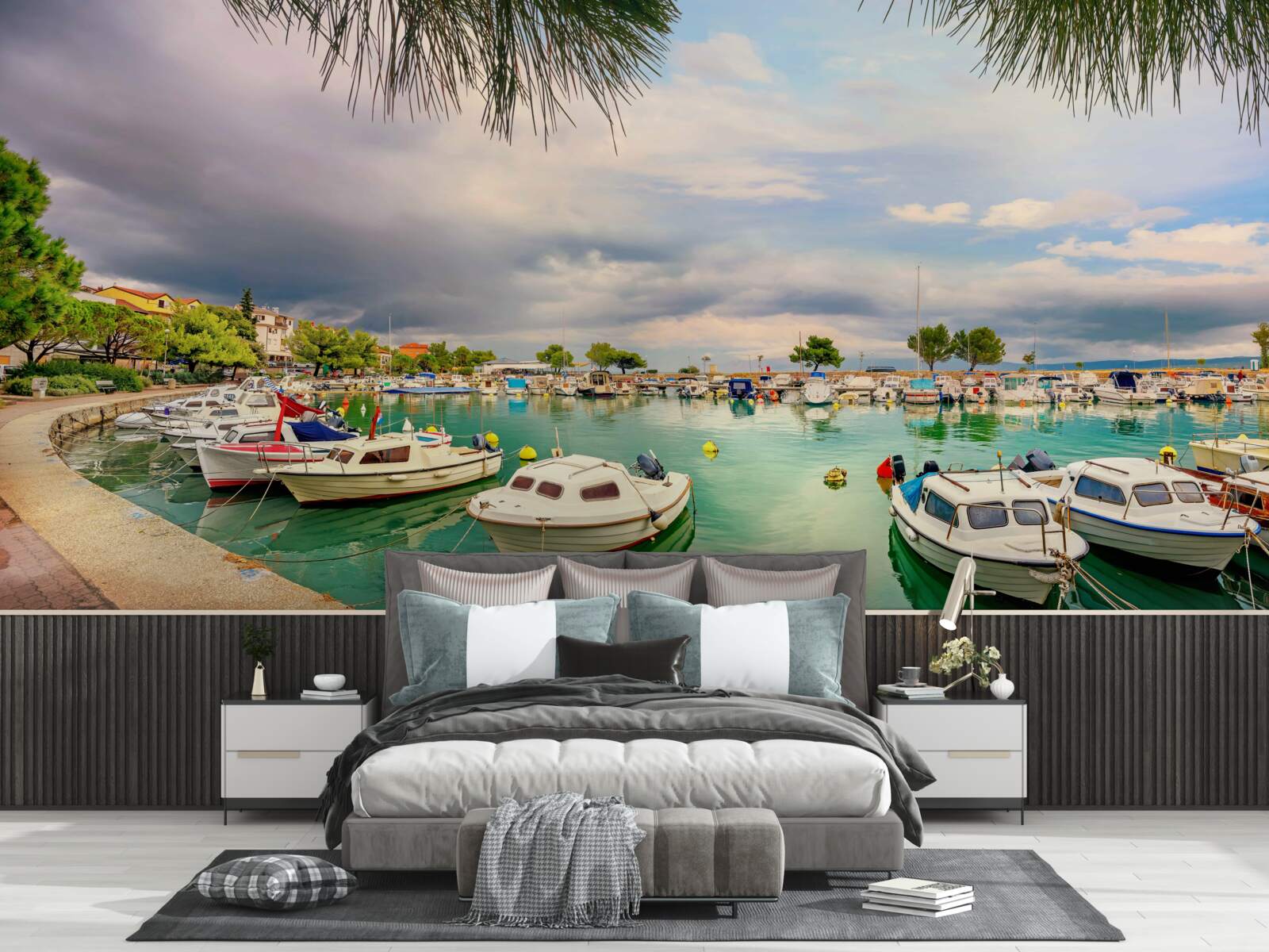 Fototapeta spokojny port z żaglówkami