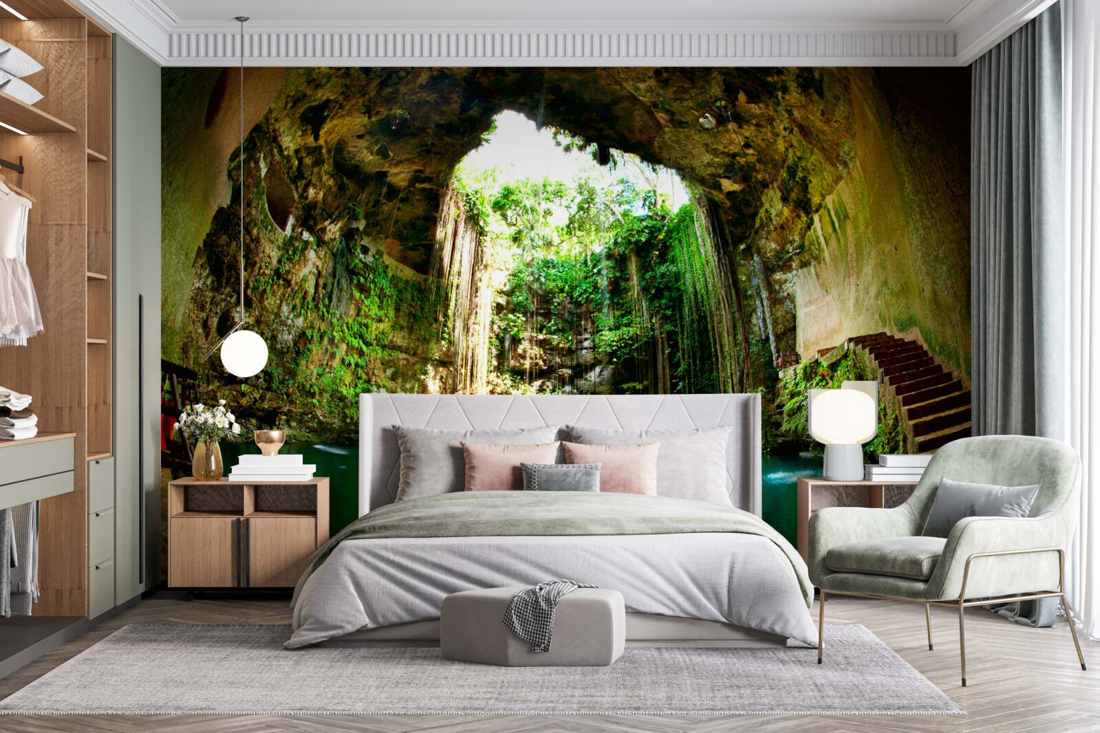 Fototapeta spadająca woda w górskiej jamie