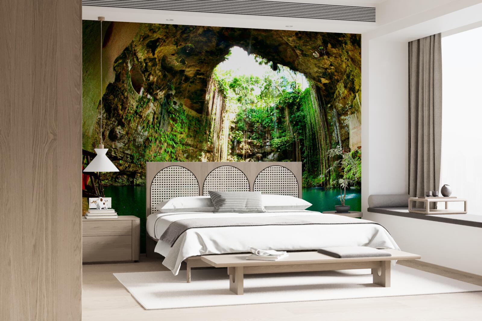 Fototapeta spadająca woda w górskiej jamie