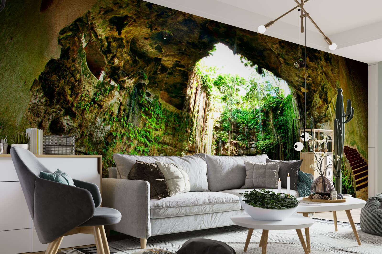 Fototapeta spadająca woda w górskiej jamie