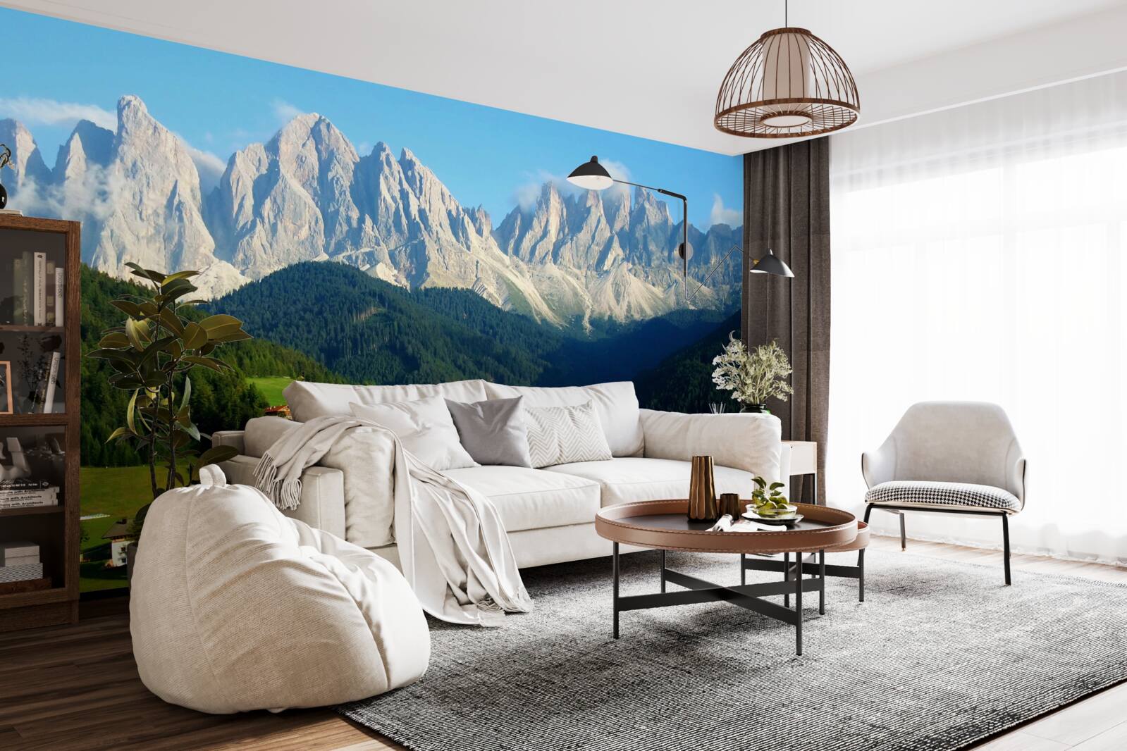 Fototapeta wioska na polanie u podnóża gór