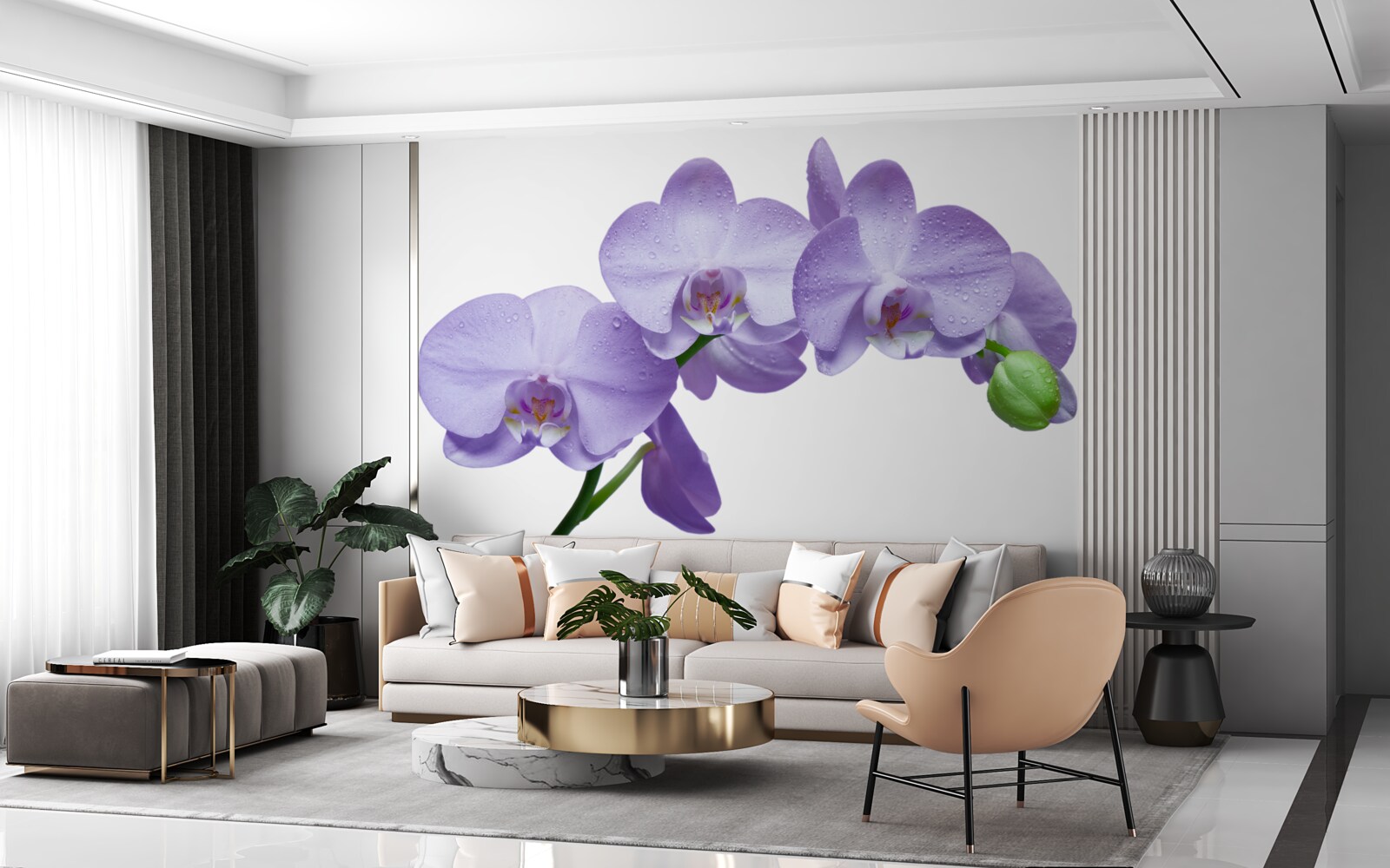 Fototapeta sama gałąź jasnej liliowej orchidei