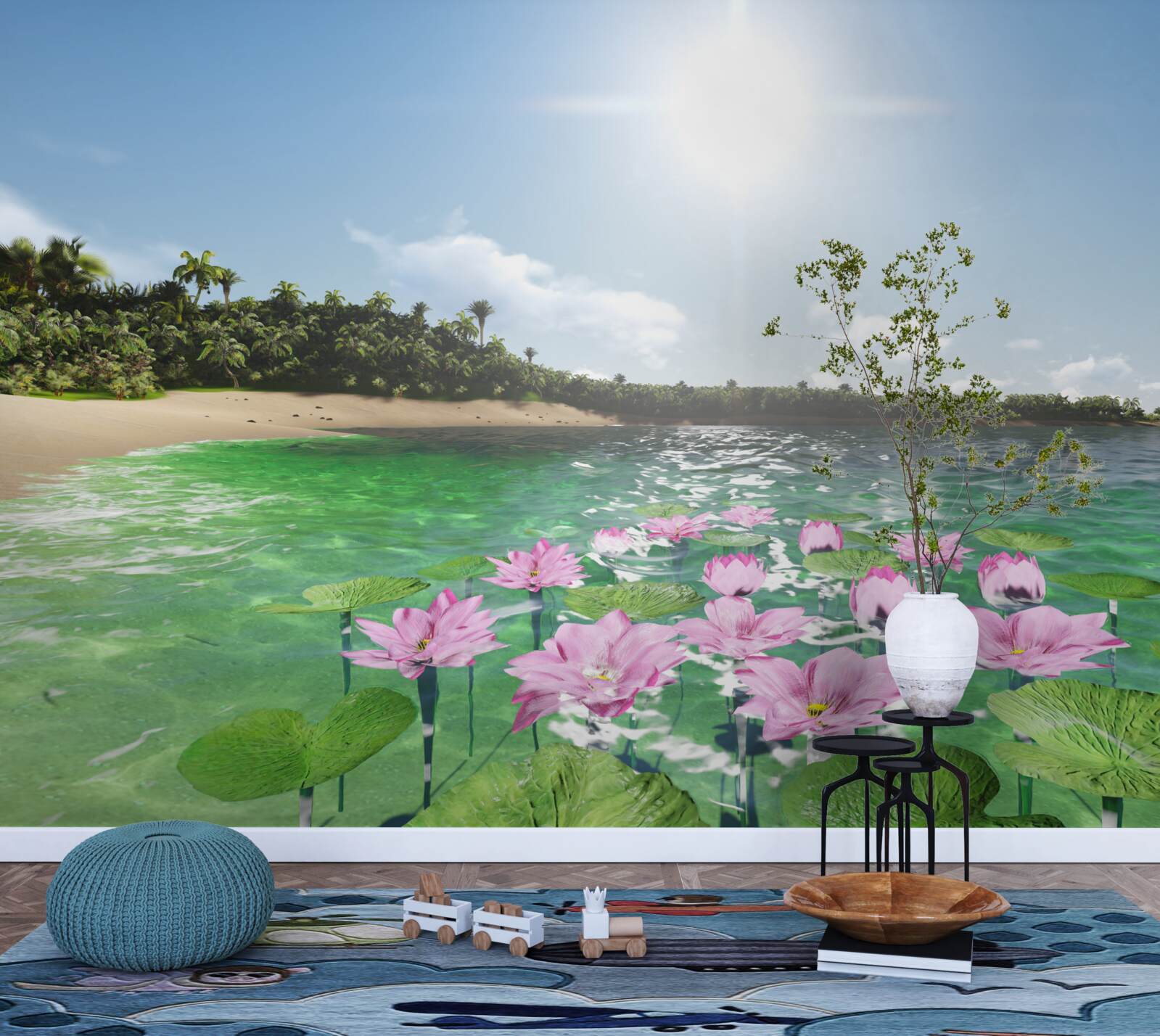 Fototapeta różowe lotosy na powierzchni wody