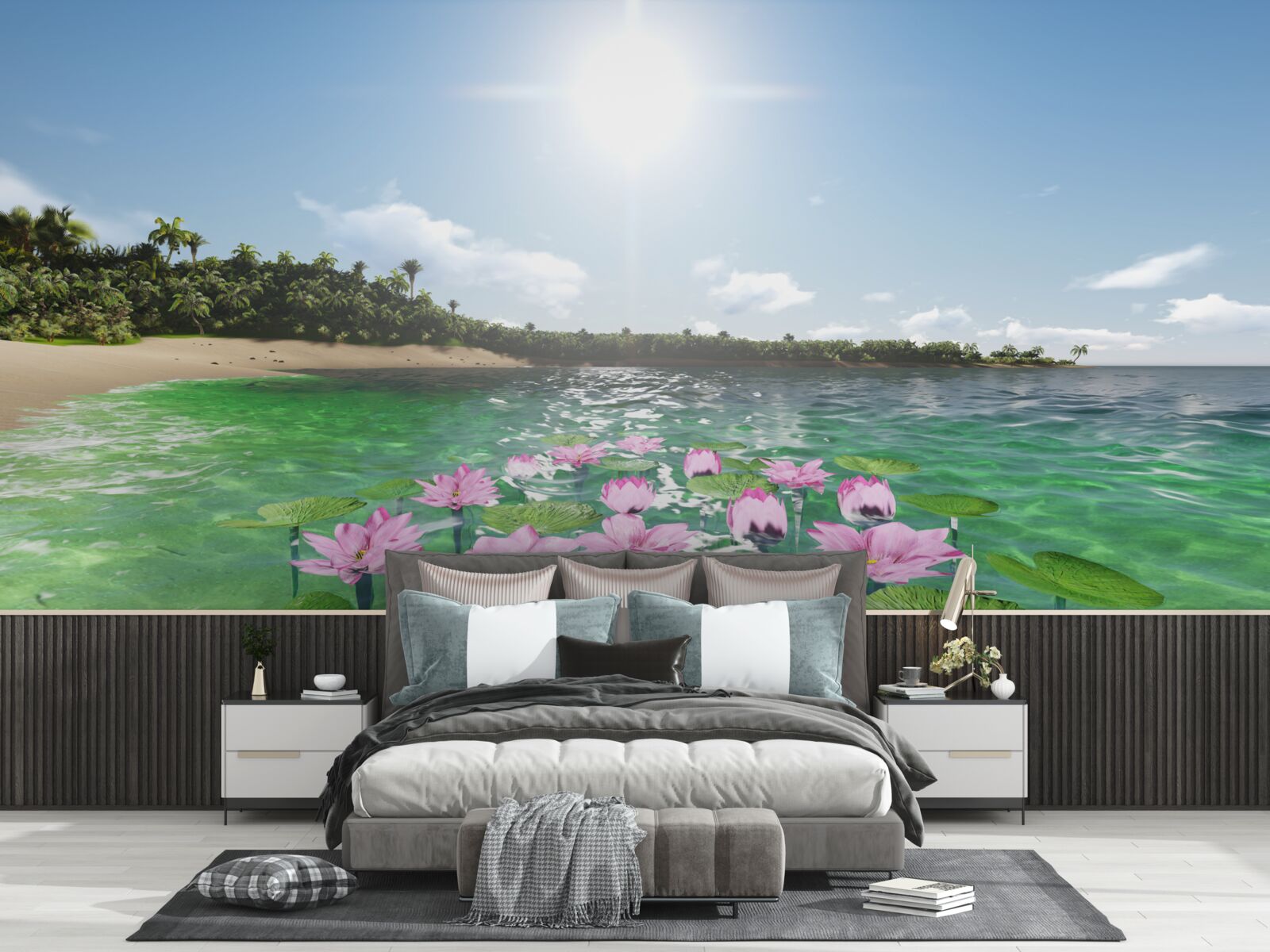 Fototapeta różowe lotosy na powierzchni wody