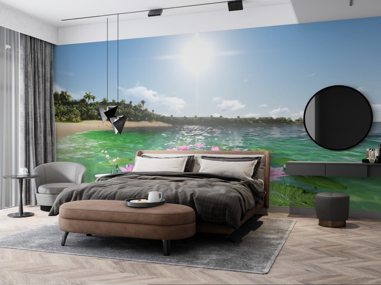 Fototapeta różowe lotosy na powierzchni wody