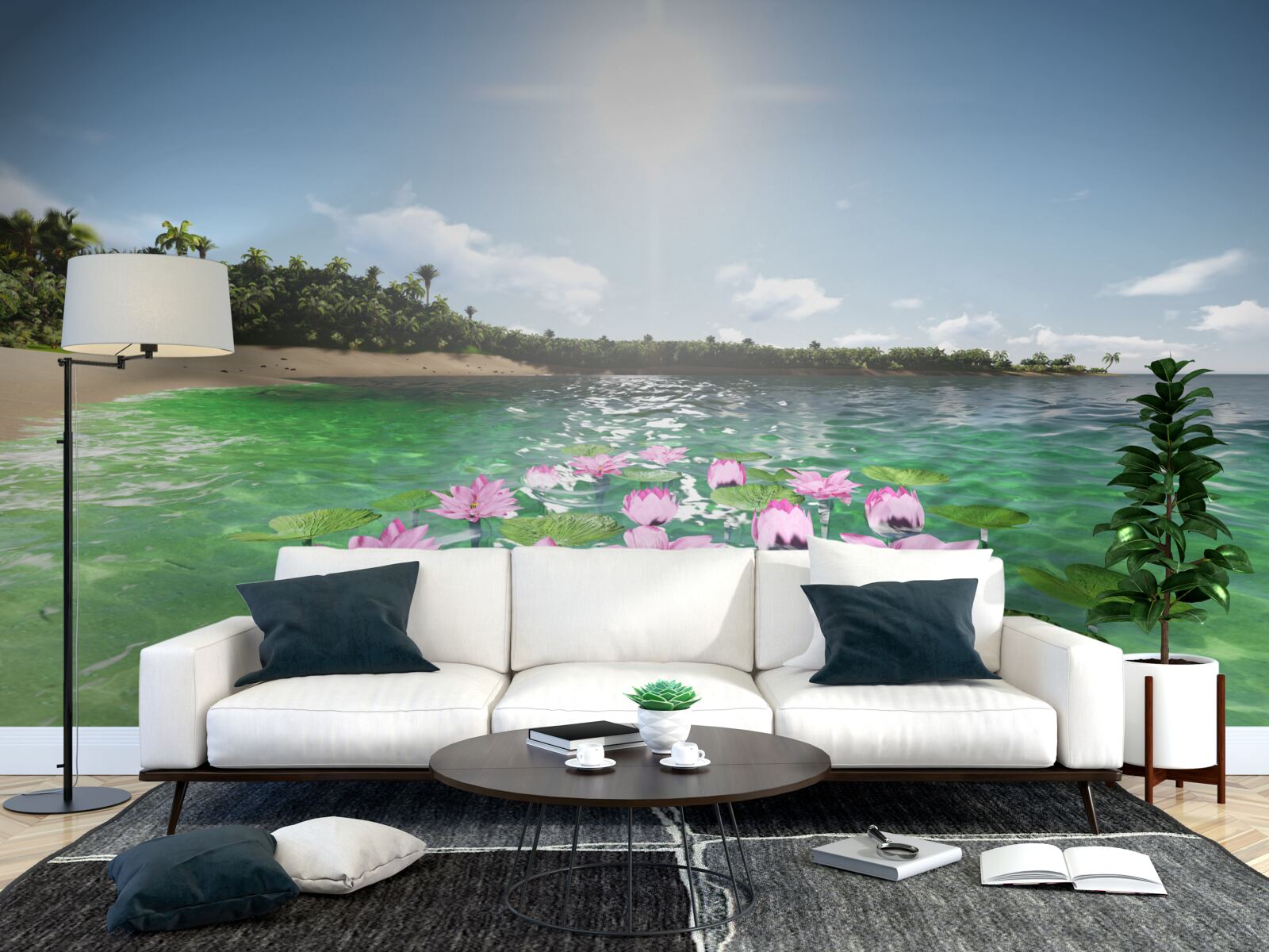 Fototapeta różowe lotosy na powierzchni wody