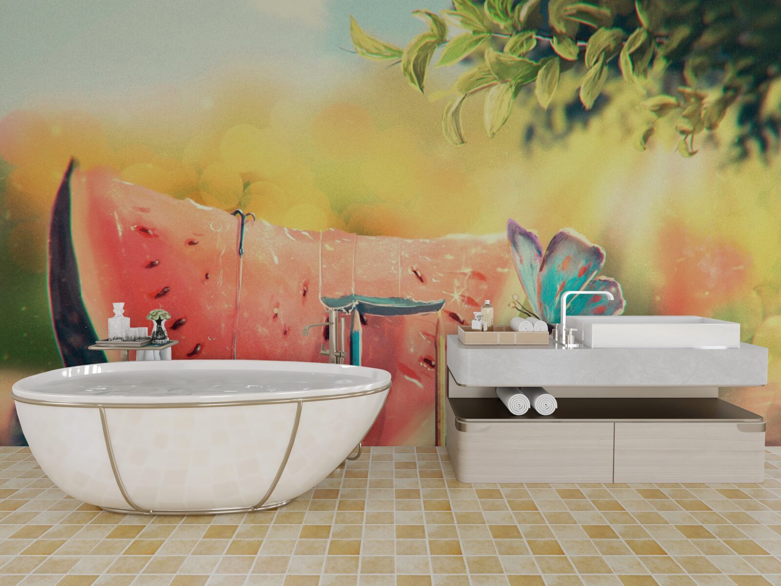 Fototapeta duży kawałek słodkiego arbuza