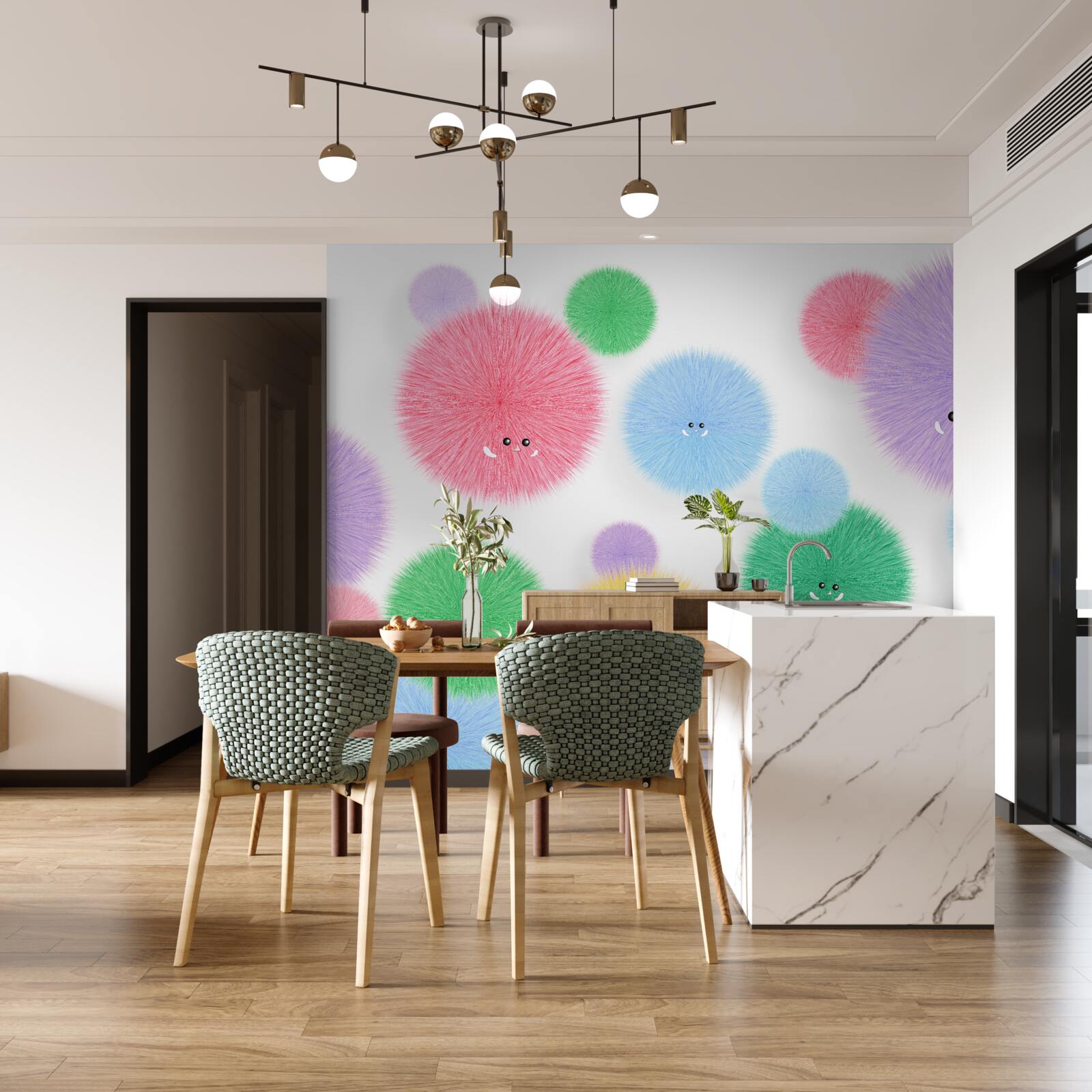 Fototapeta kulki z twarzami w różnych kolorach