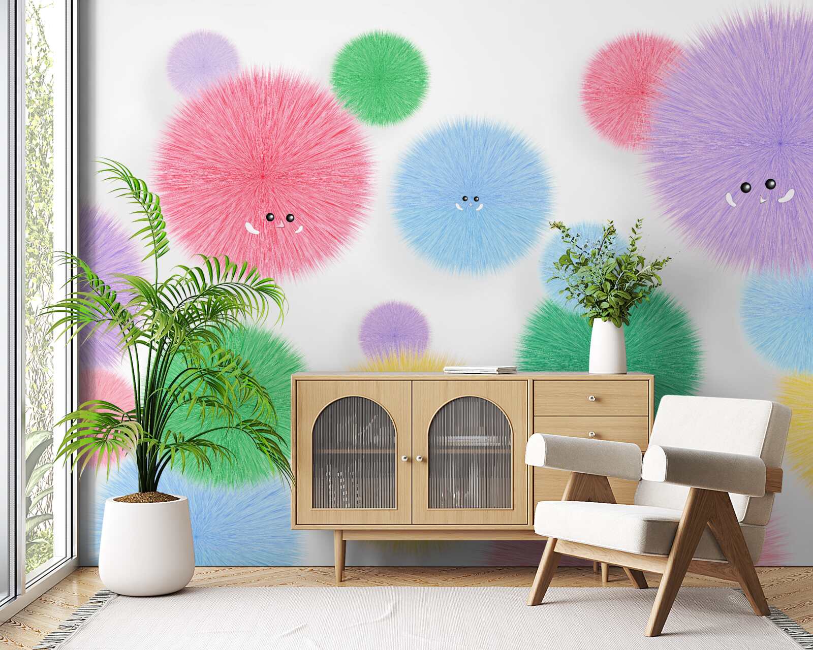 Fototapeta kulki z twarzami w różnych kolorach