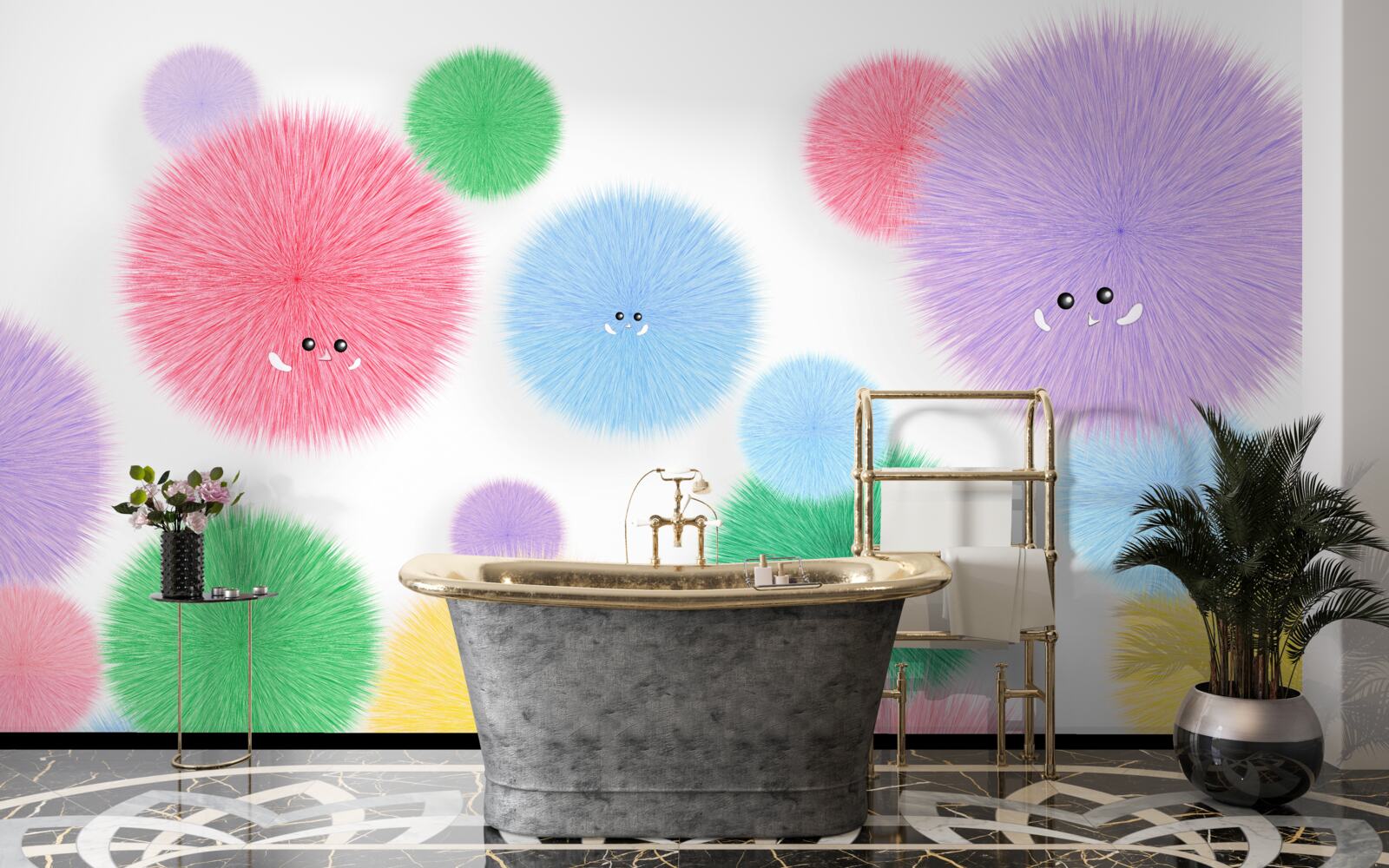 Fototapeta kulki z twarzami w różnych kolorach