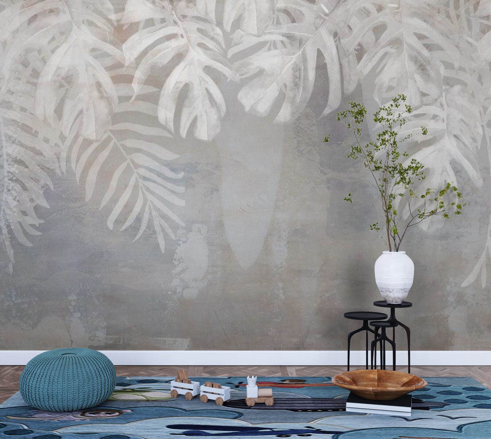 Fototapeta białe liście palmowe