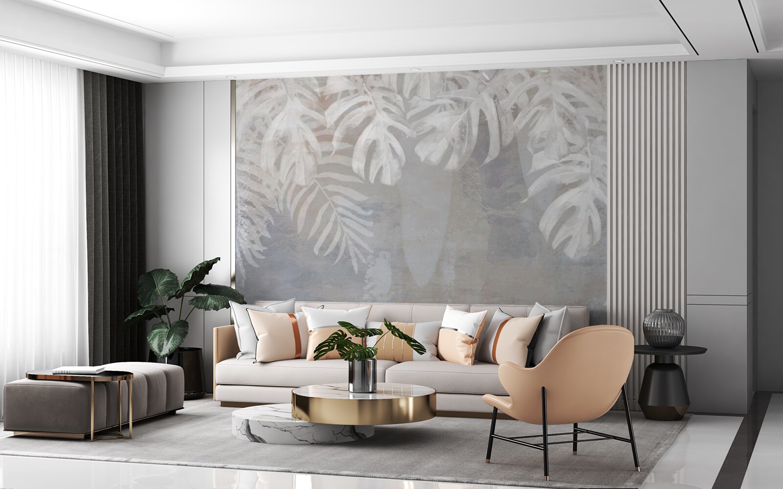 Fototapeta białe liście palmowe