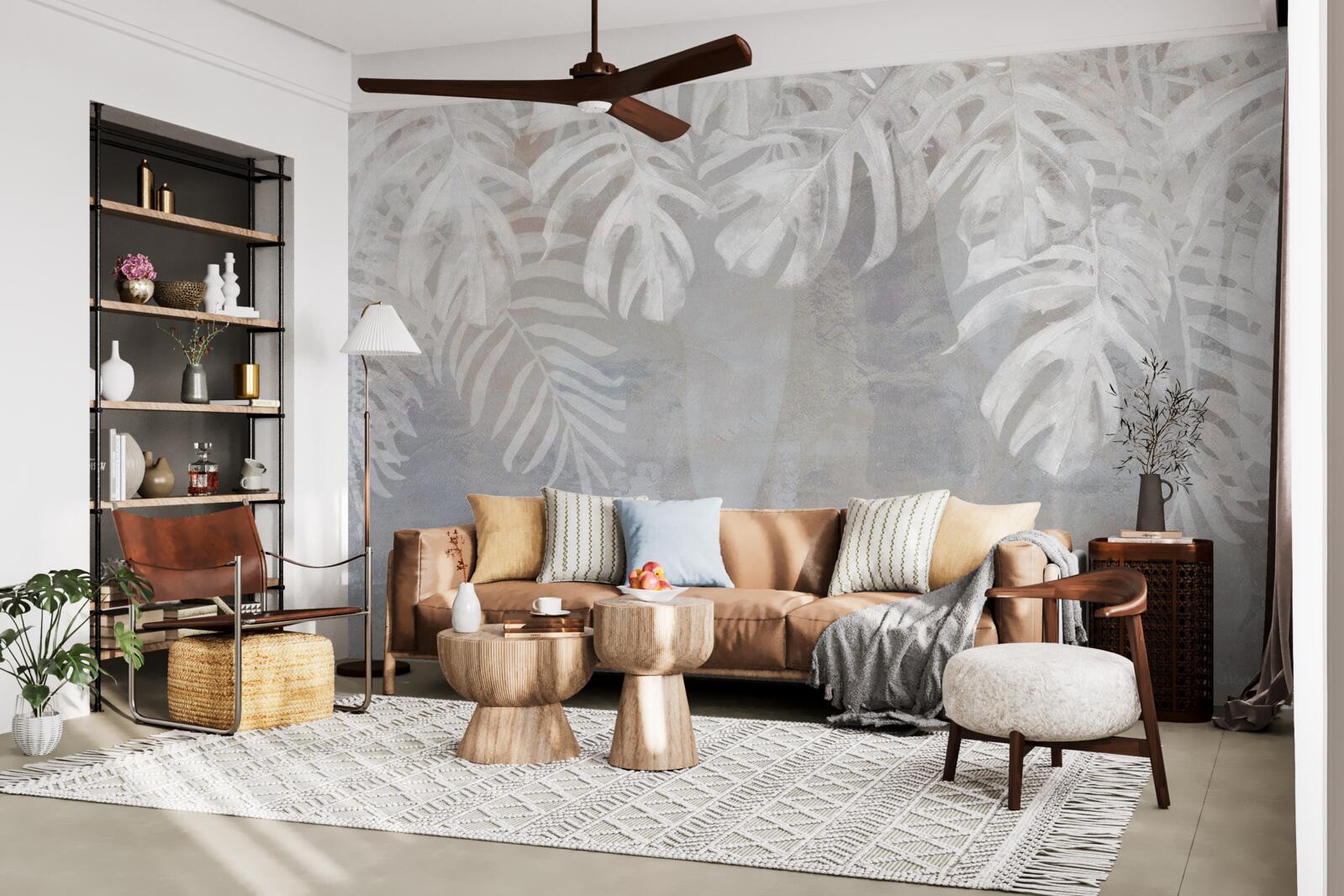 Fototapeta białe liście palmowe