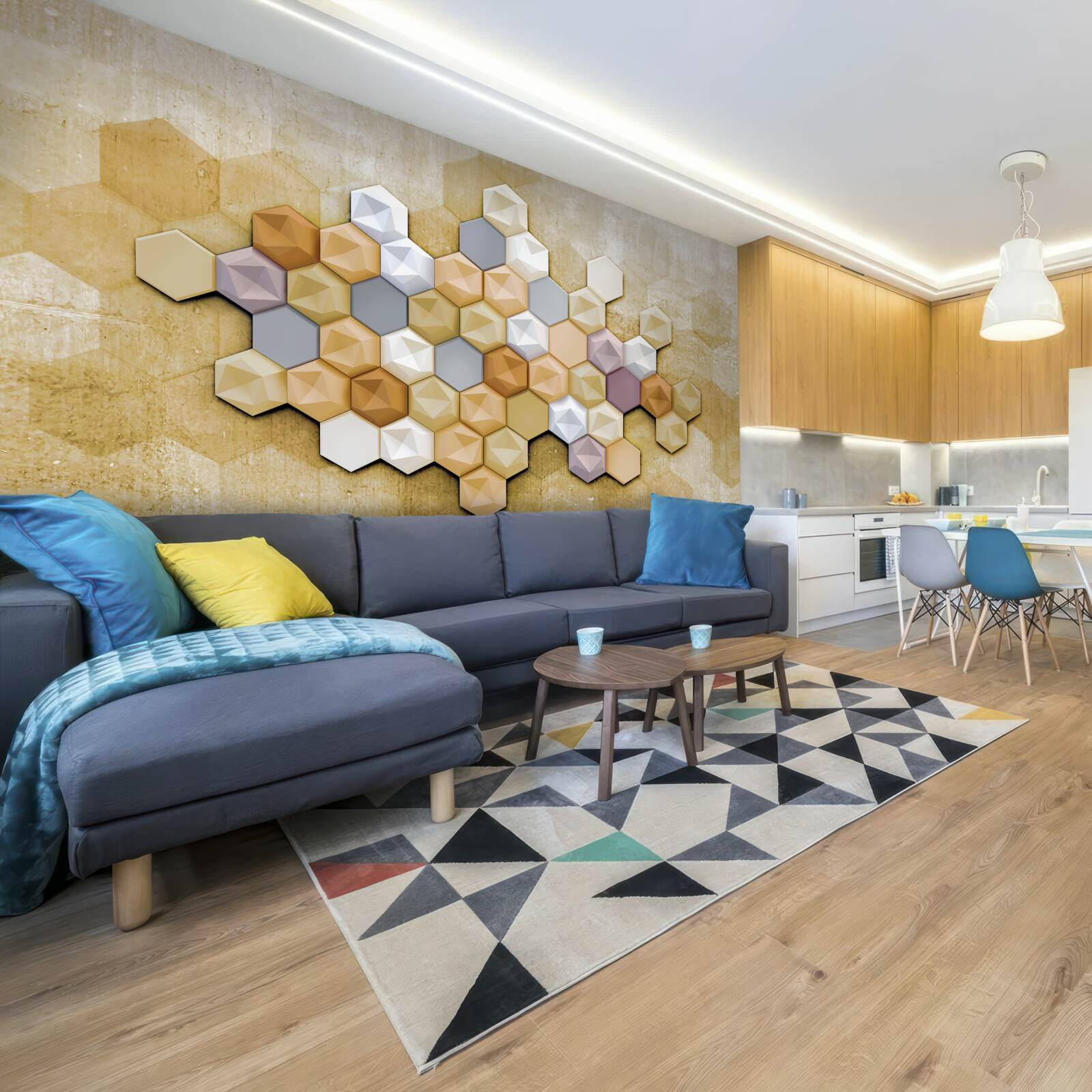 Fototapeta panele z trójwymiarowym wzorem plastra miodu