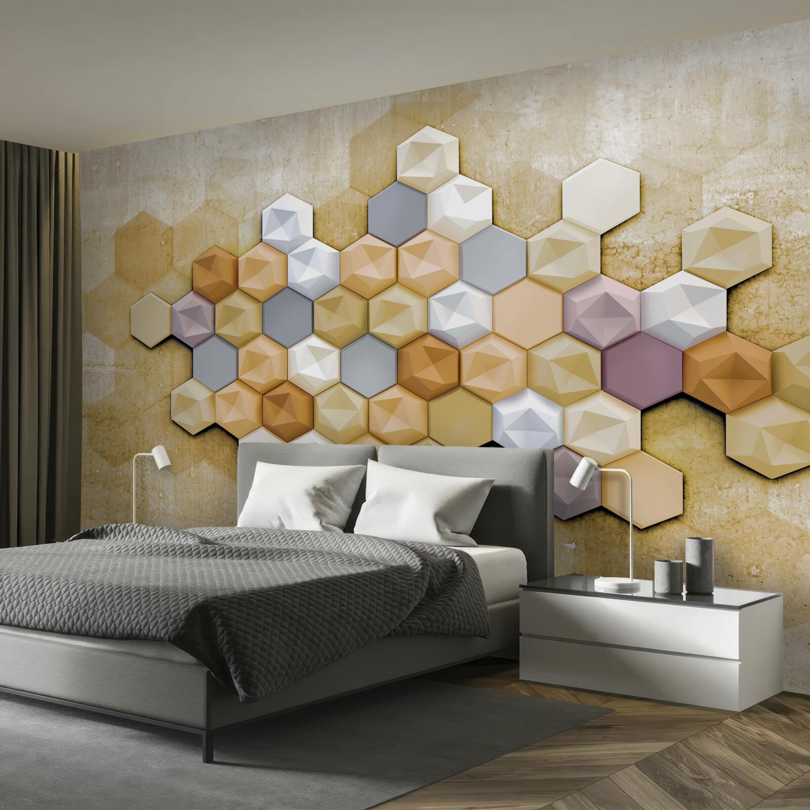 Fototapeta panele z trójwymiarowym wzorem plastra miodu