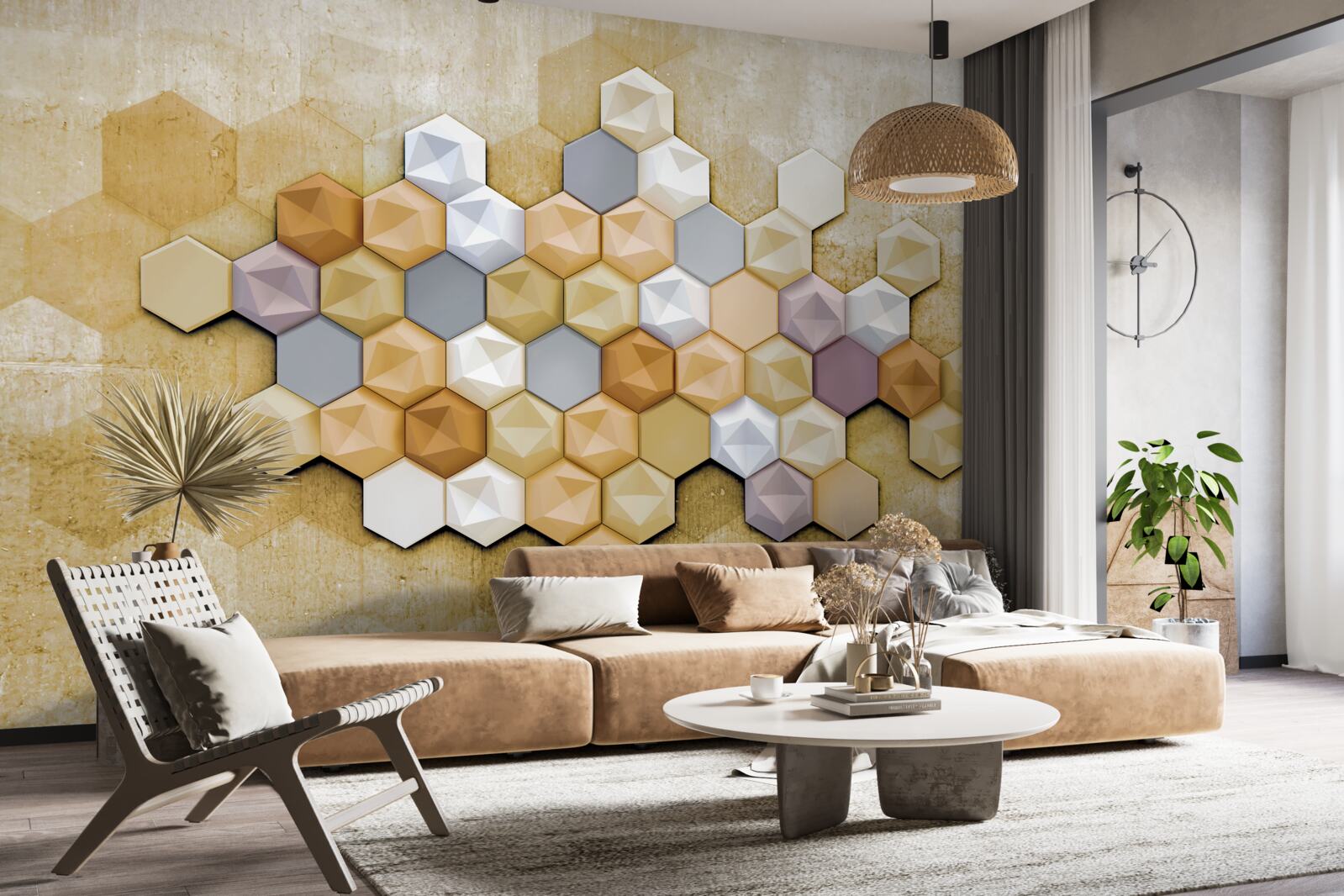 Fototapeta panele z trójwymiarowym wzorem plastra miodu