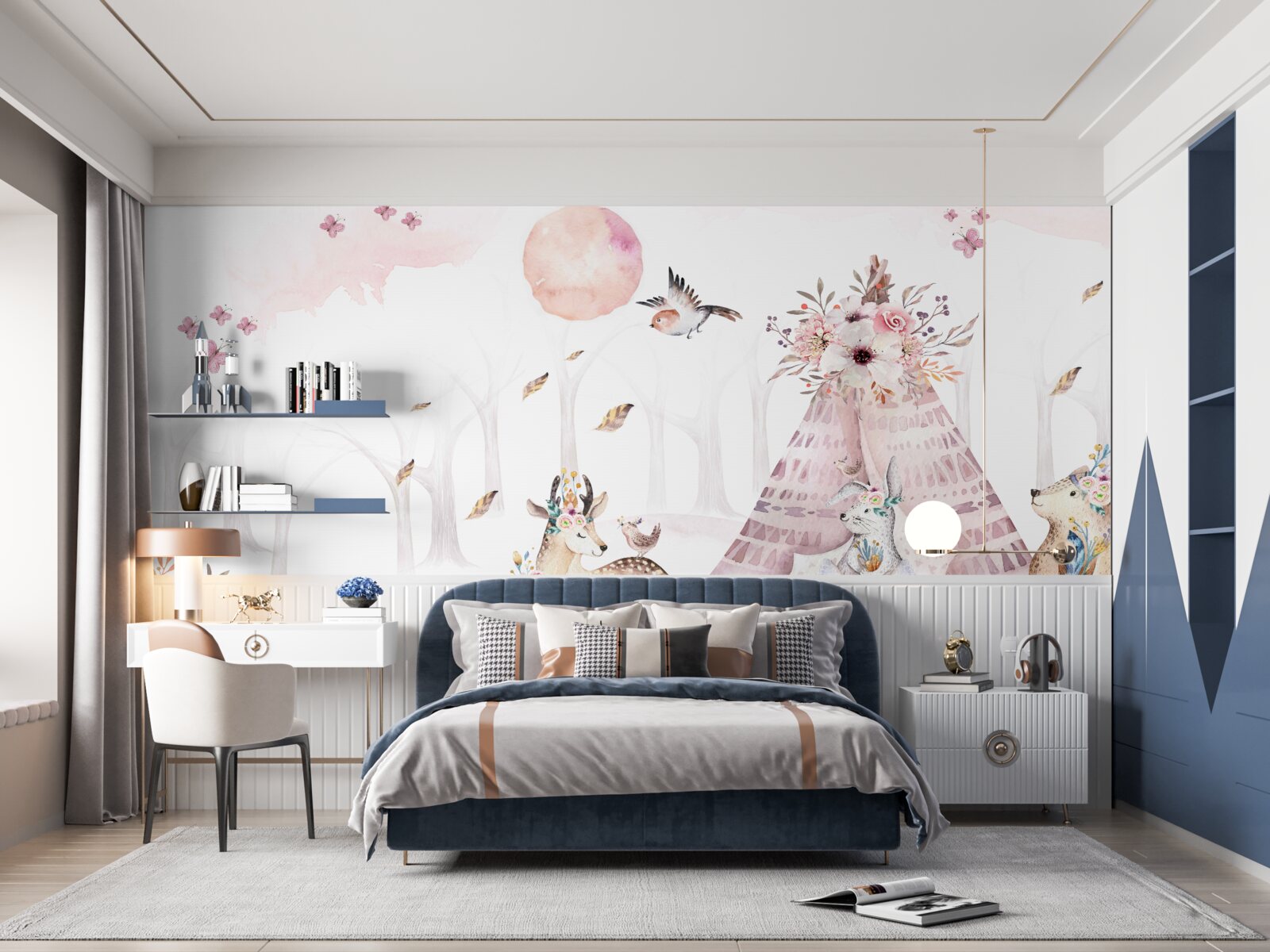 Fototapeta zwierzęta zebrały się w pobliżu namiotu w lesie