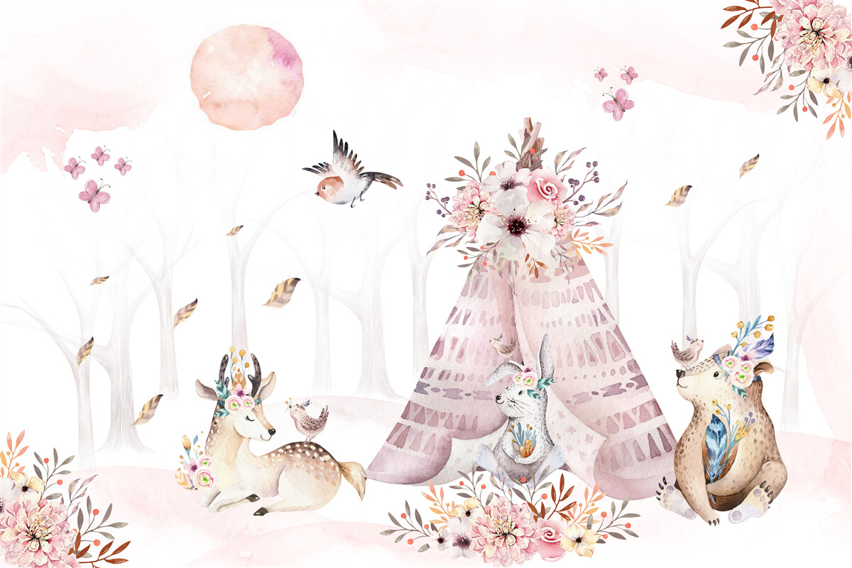 Fototapeta w pobliżu namiotu znajdowały się odpoczywające zwierzęta