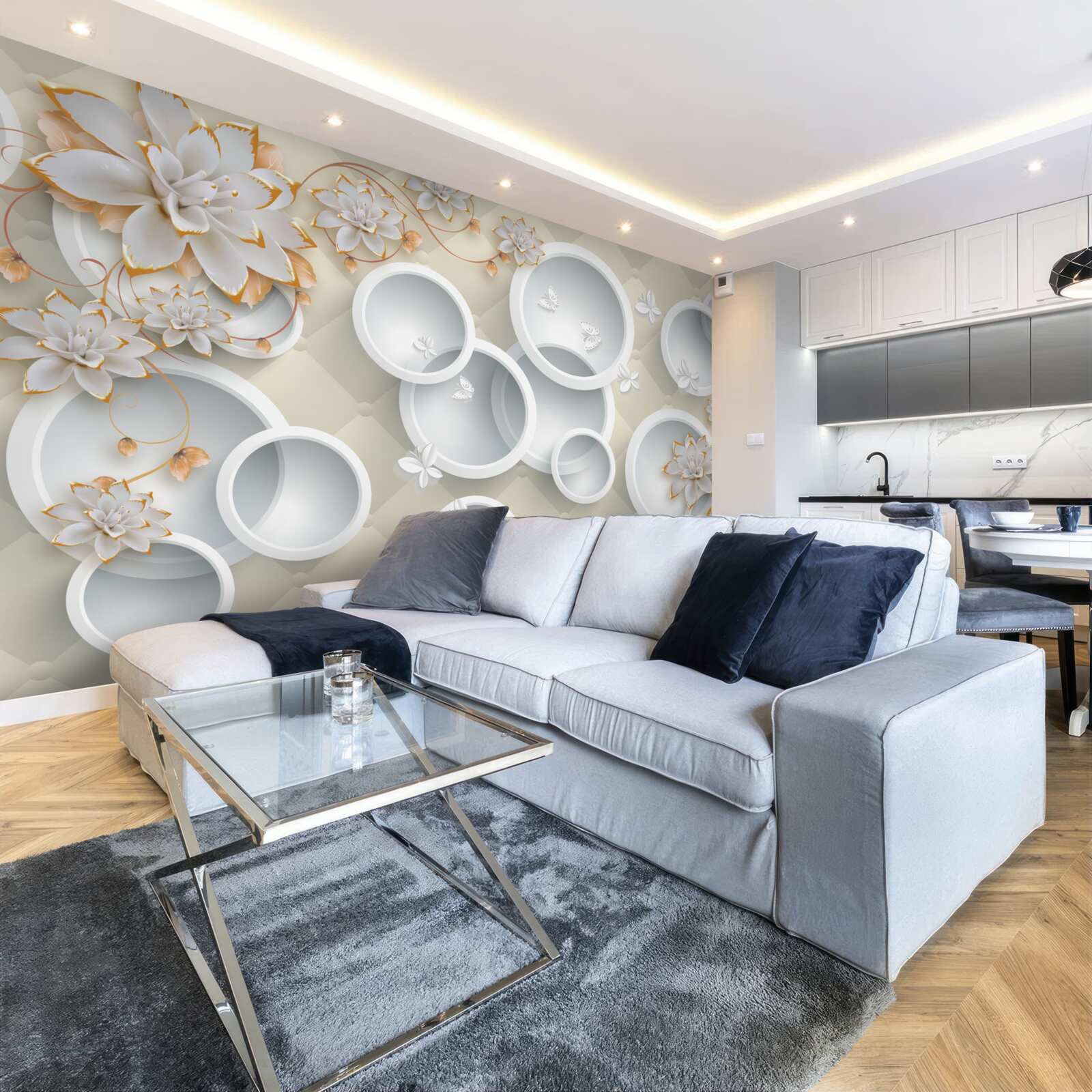 Fototapeta jasne tło z białymi kółkami