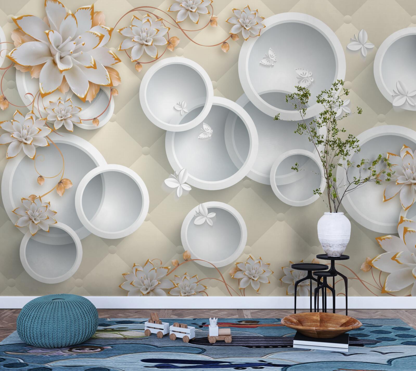 Fototapeta jasne tło z białymi kółkami