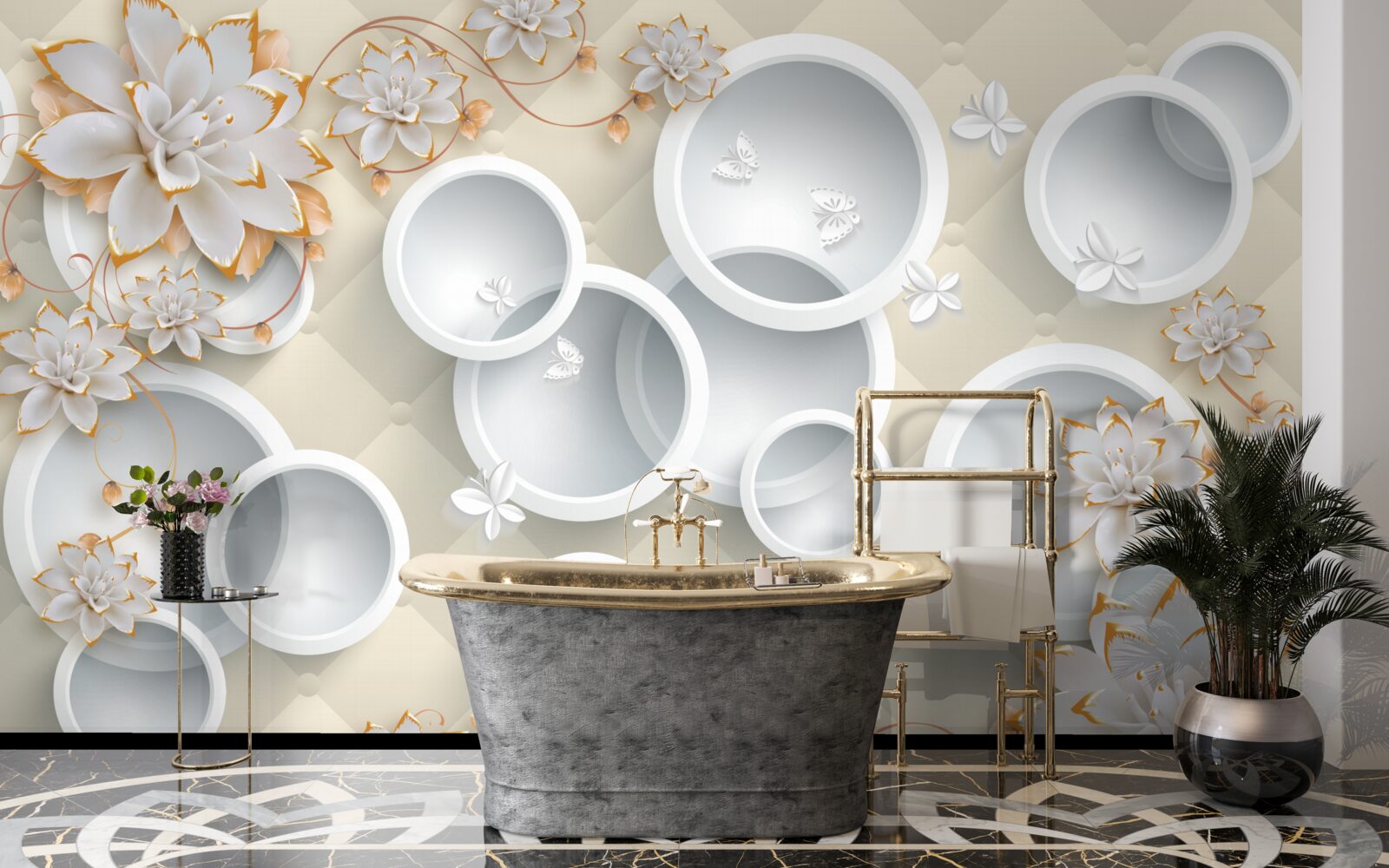 Fototapeta jasne tło z białymi kółkami