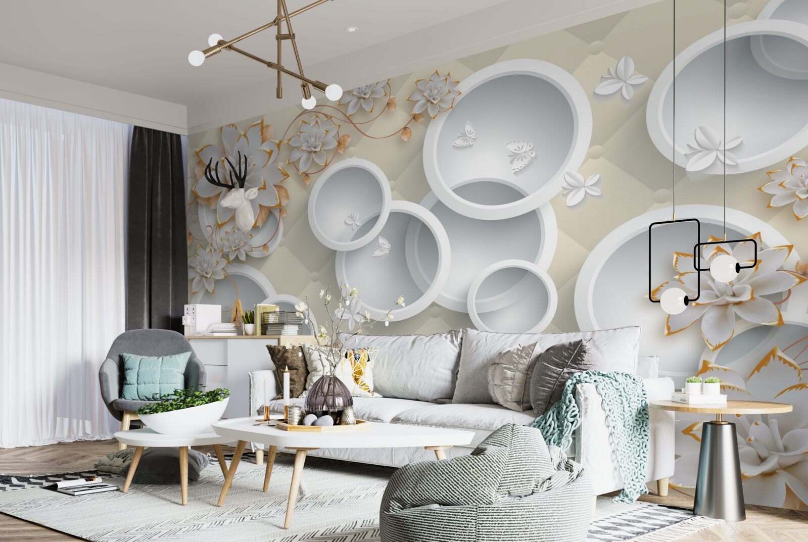 Fototapeta jasne tło z białymi kółkami