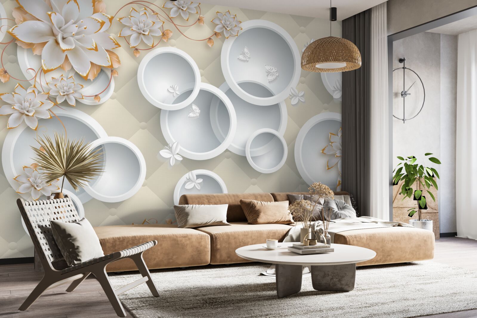 Fototapeta jasne tło z białymi kółkami