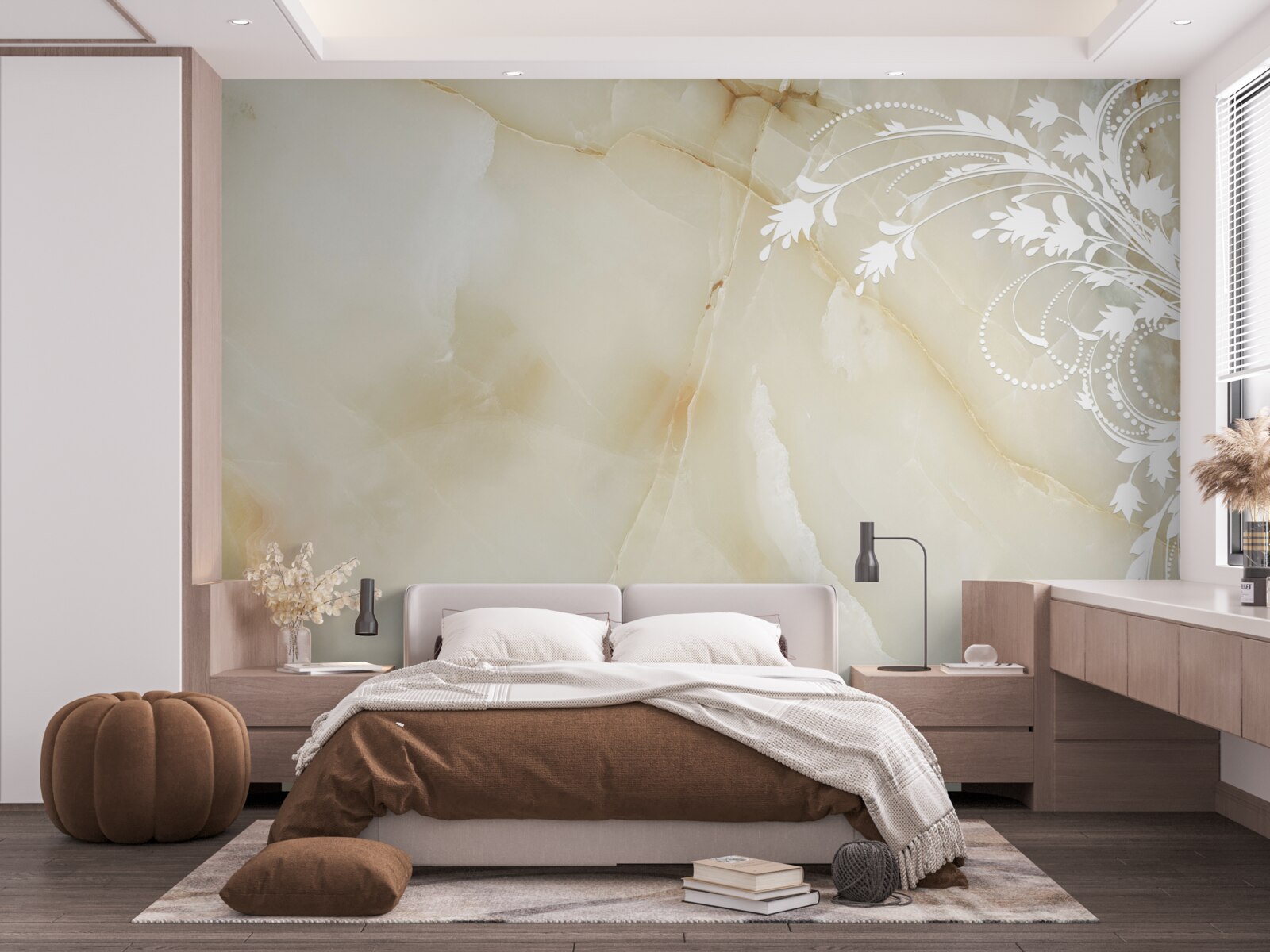 Fototapeta jasne tło z kremowymi różami