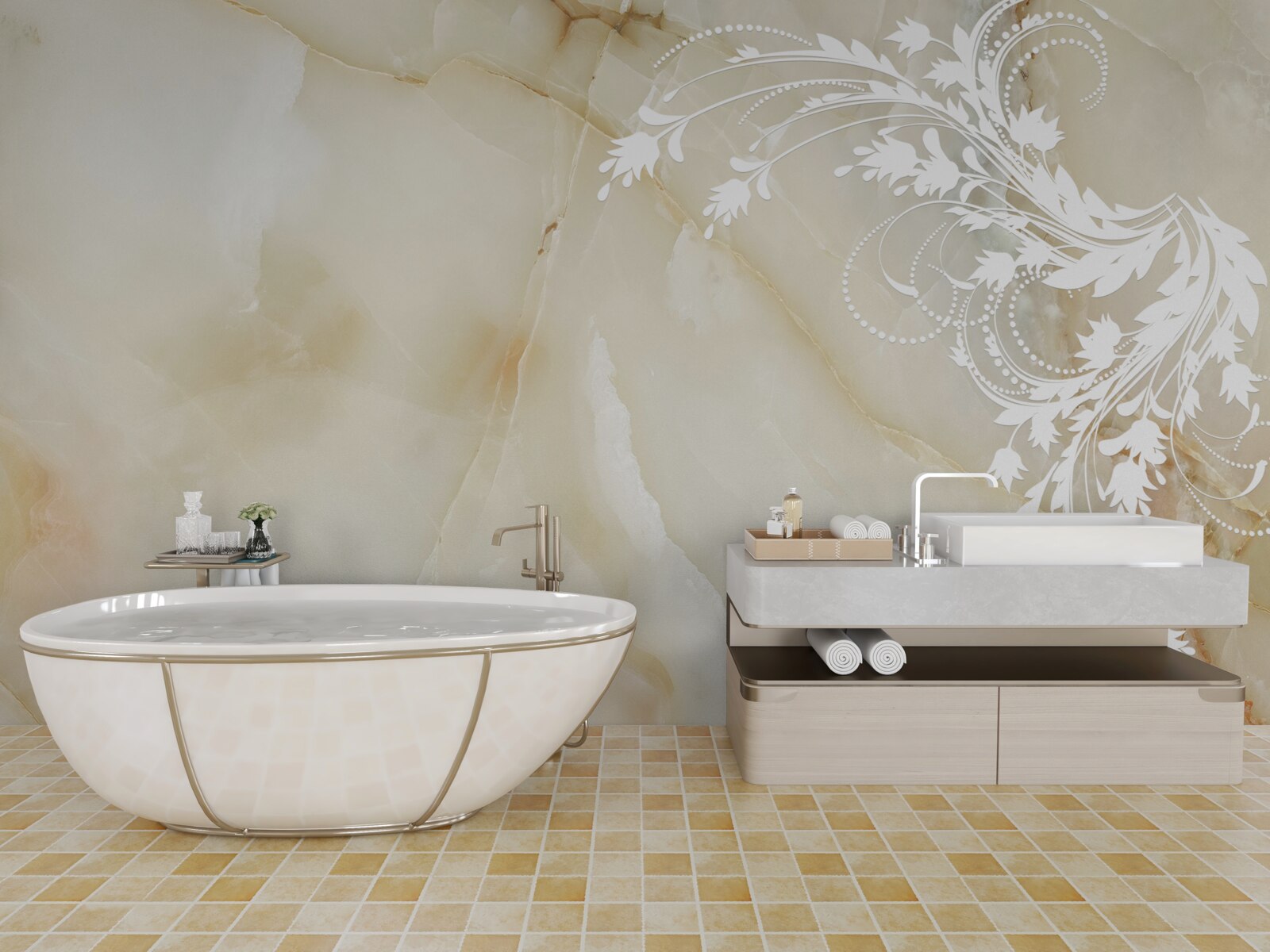 Fototapeta jasne tło z kremowymi różami